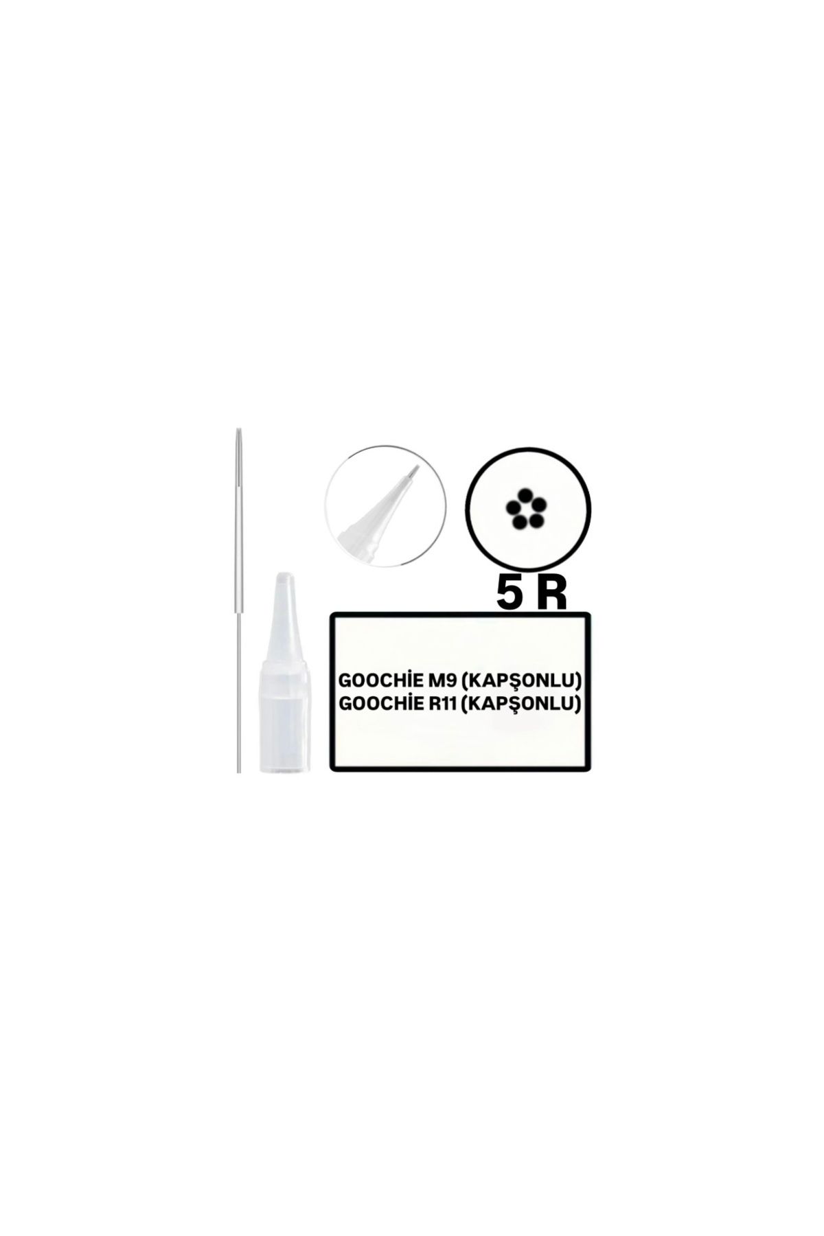 H RUN GLOBAL 10 Adet R5 ( GOOCHIE M9 / R11 KAPŞONLU ) Değiştirilebilir Kartuş Kalıcı Makyaj Cihaz Ucu ( İğne )