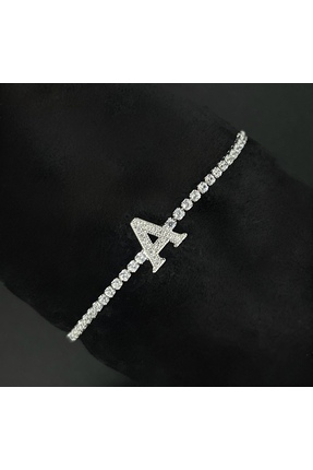 Genel Markalar Zirkon Taşlı A Harfli Asansörlü Bileklik