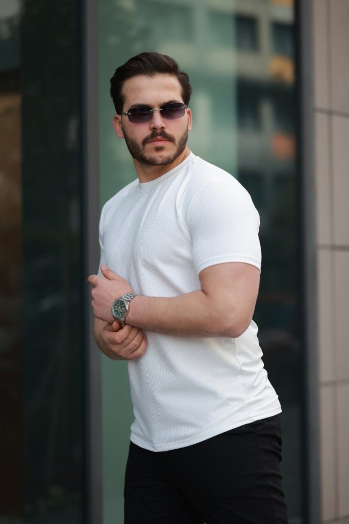 Albayrak Erkek Kısa Kollu çizgi Kabartma Detaylı T-shirt