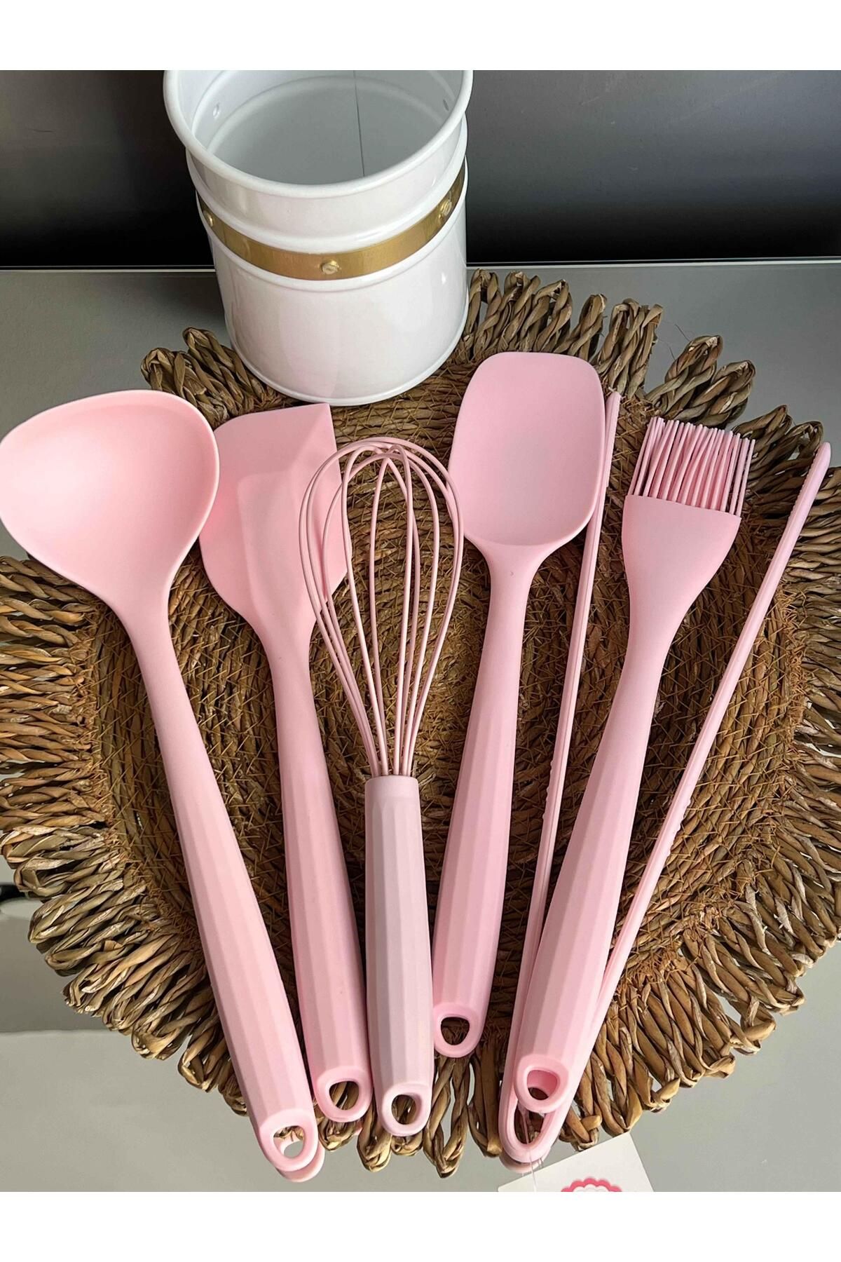 ROSSEV-7 Piece Pink Silicone Serving Set 2