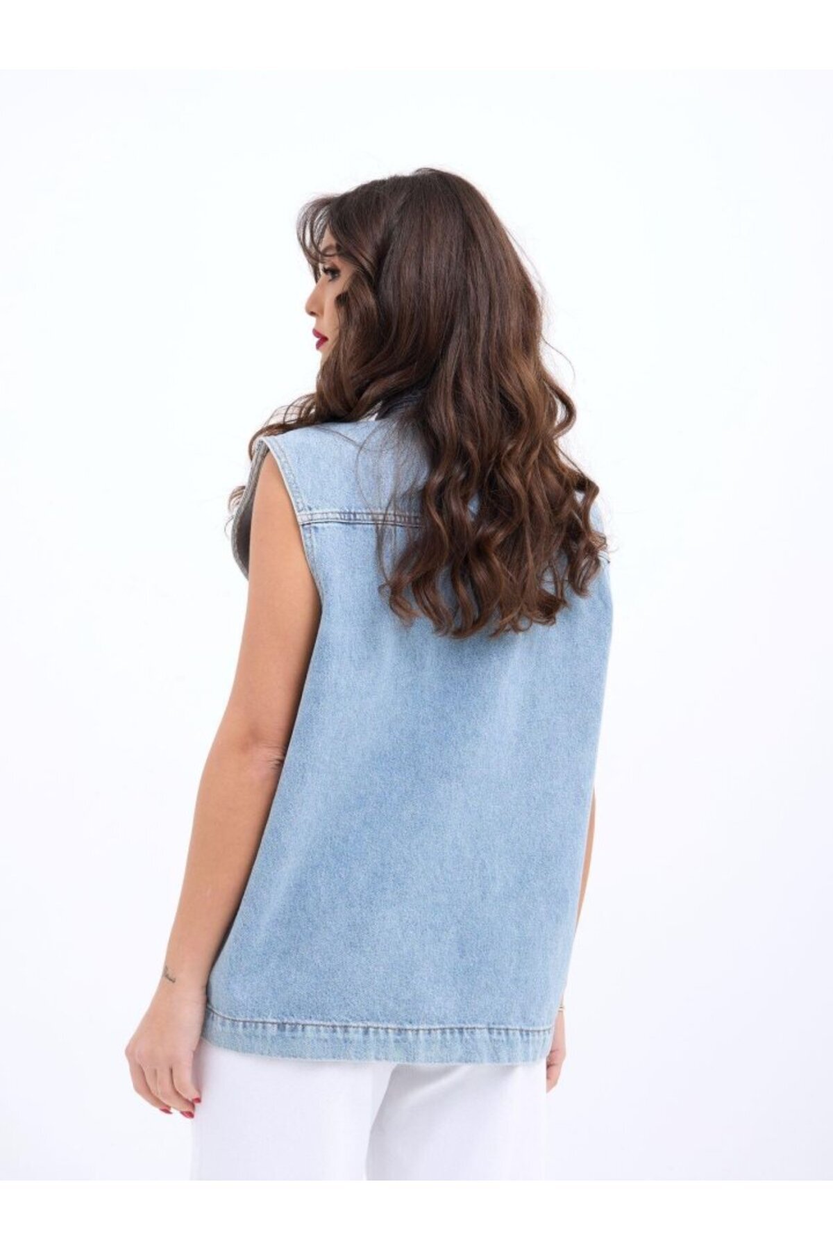 leyla sanat sanata yeni bir bakış açısı-Leyla Art a New Perspective on Art 5581 Denim Vest-Blue 5