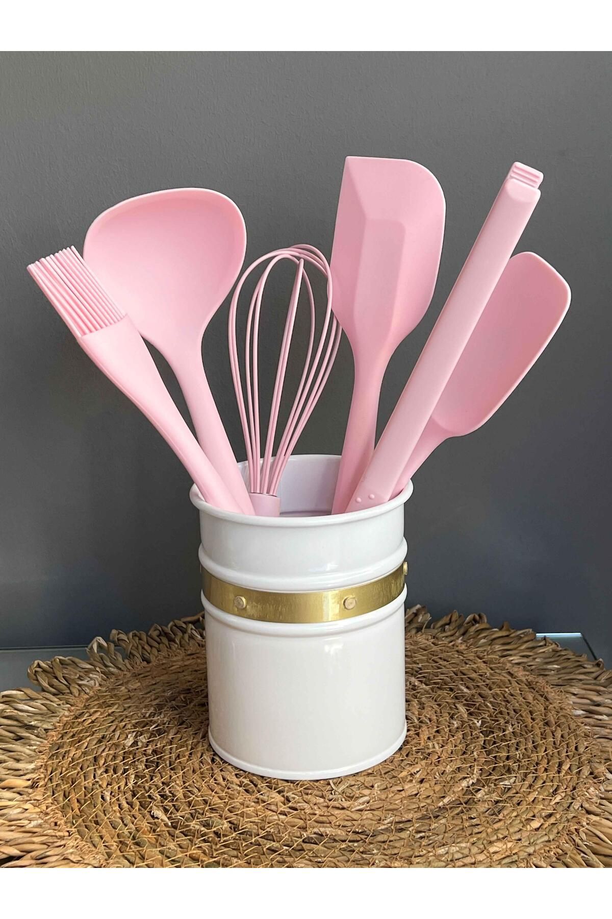 ROSSEV-7 Piece Pink Silicone Serving Set 1