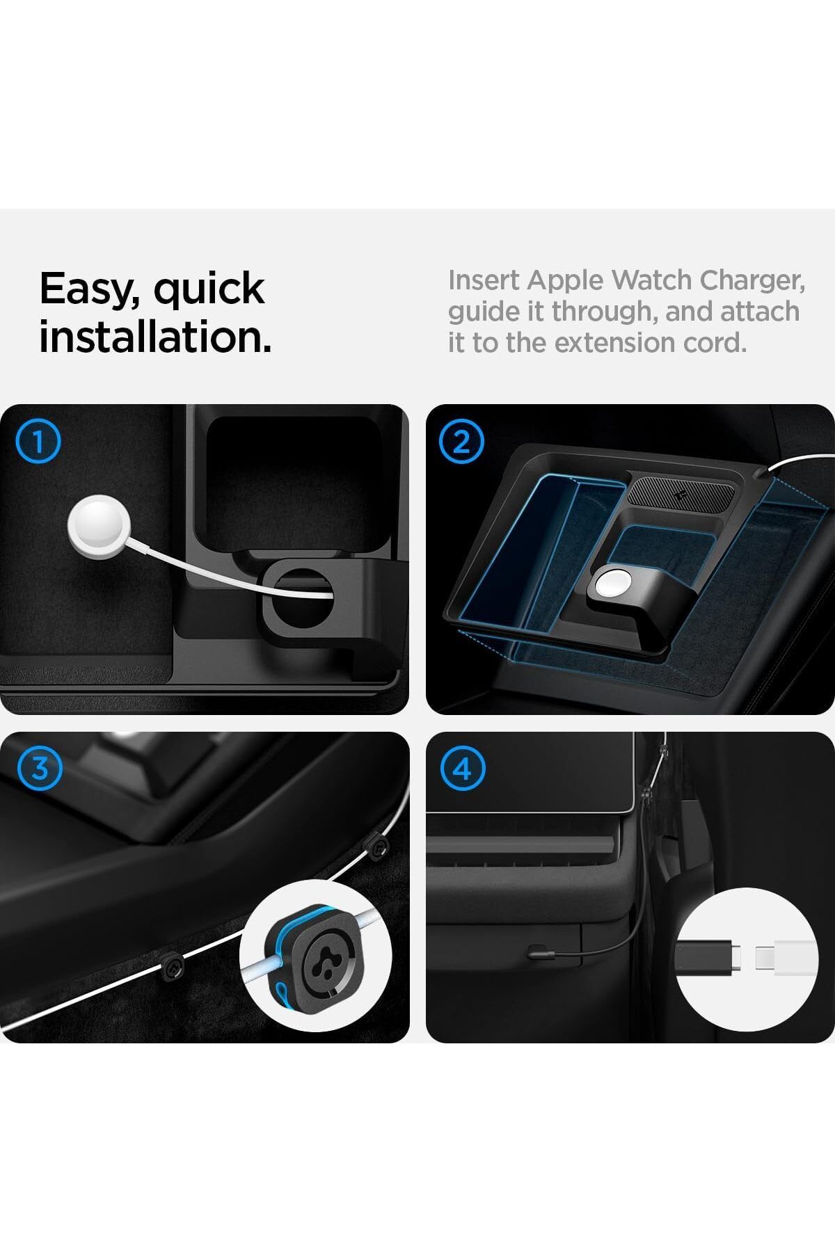 Spigen-3 in 1 Wireless Charging Hub Mount for Tesla Model 3 Highland Watch Charger NOT Included 6
