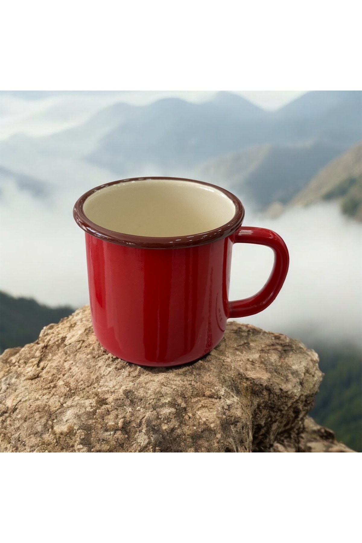 Ebru Metal Enamel 350 ml Tea and Water Glass with Handle