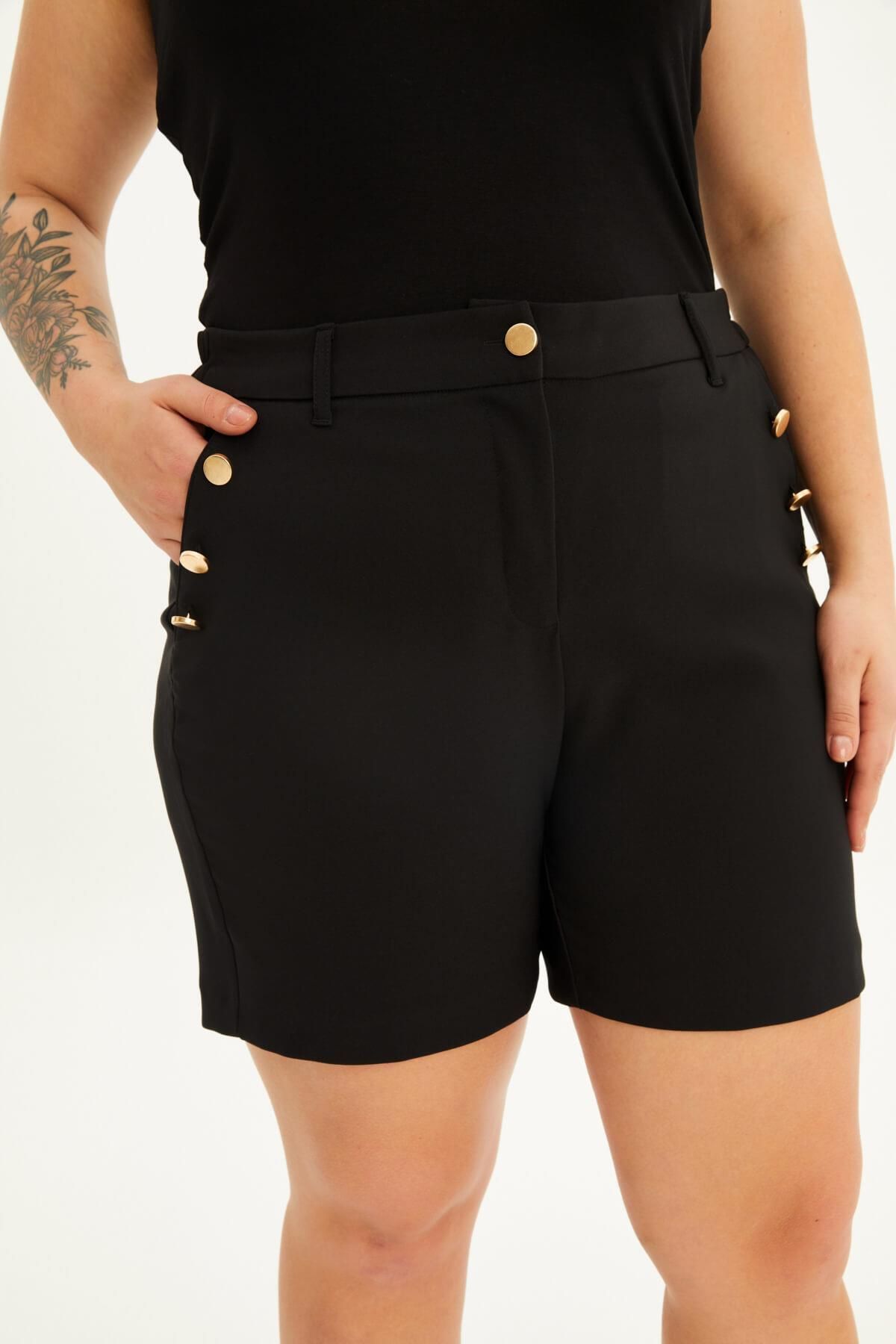 MYLİNE-Pantaloni scurți cu nasturi metalici cu buzunar 4