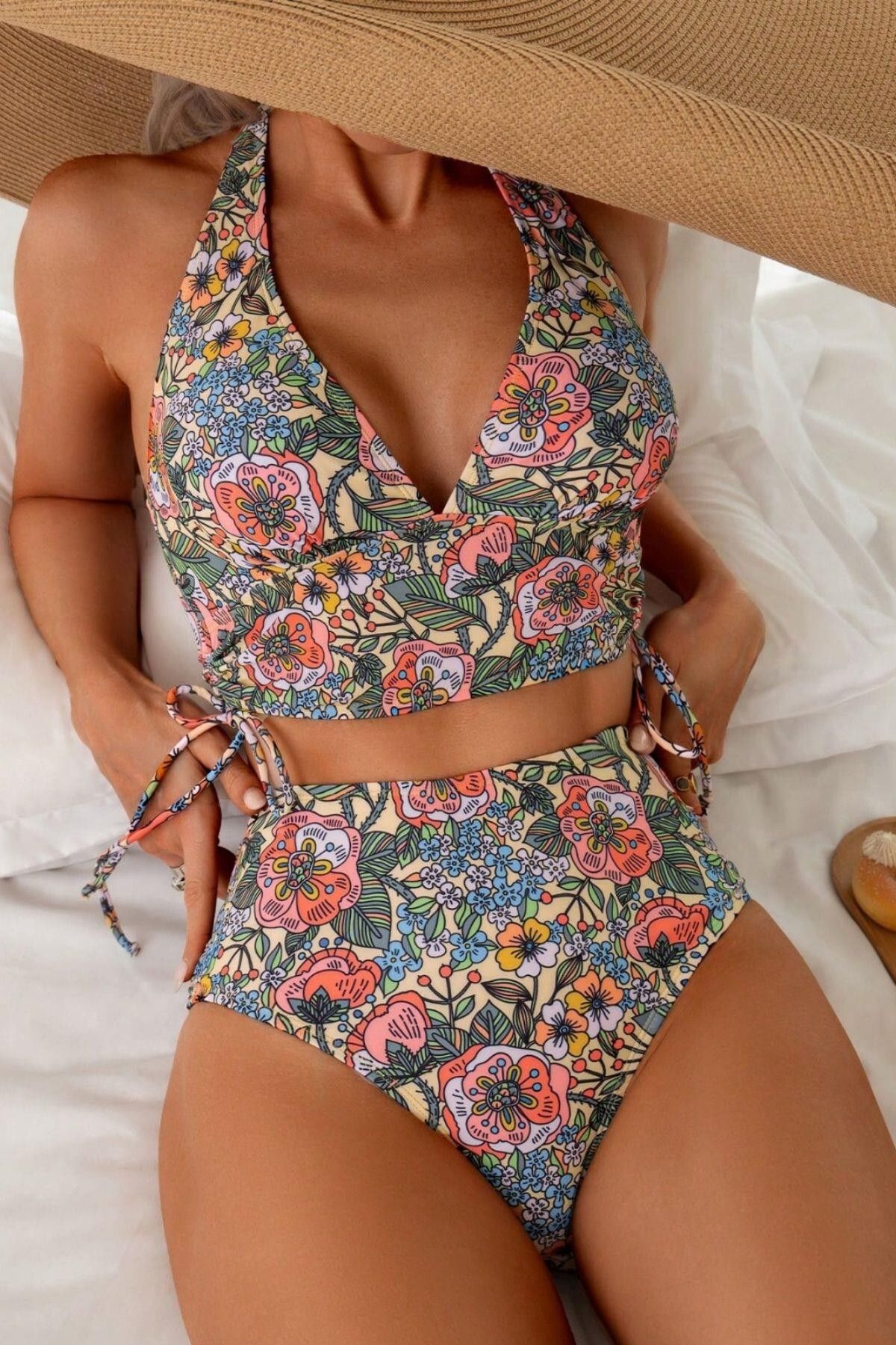BELLA NOTTE Kadın Kaplı Astarlı Yüksek Bel Bikini Takımı