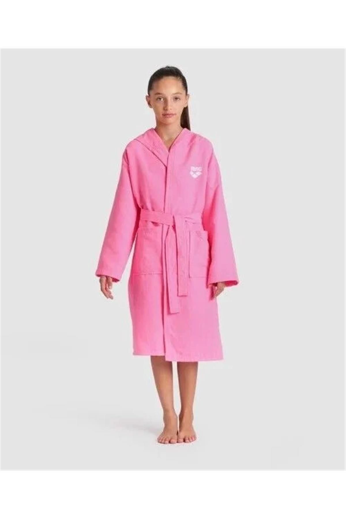 Arena Zeal Jr Robe/Shocking Pink-White Children's Bathrobe