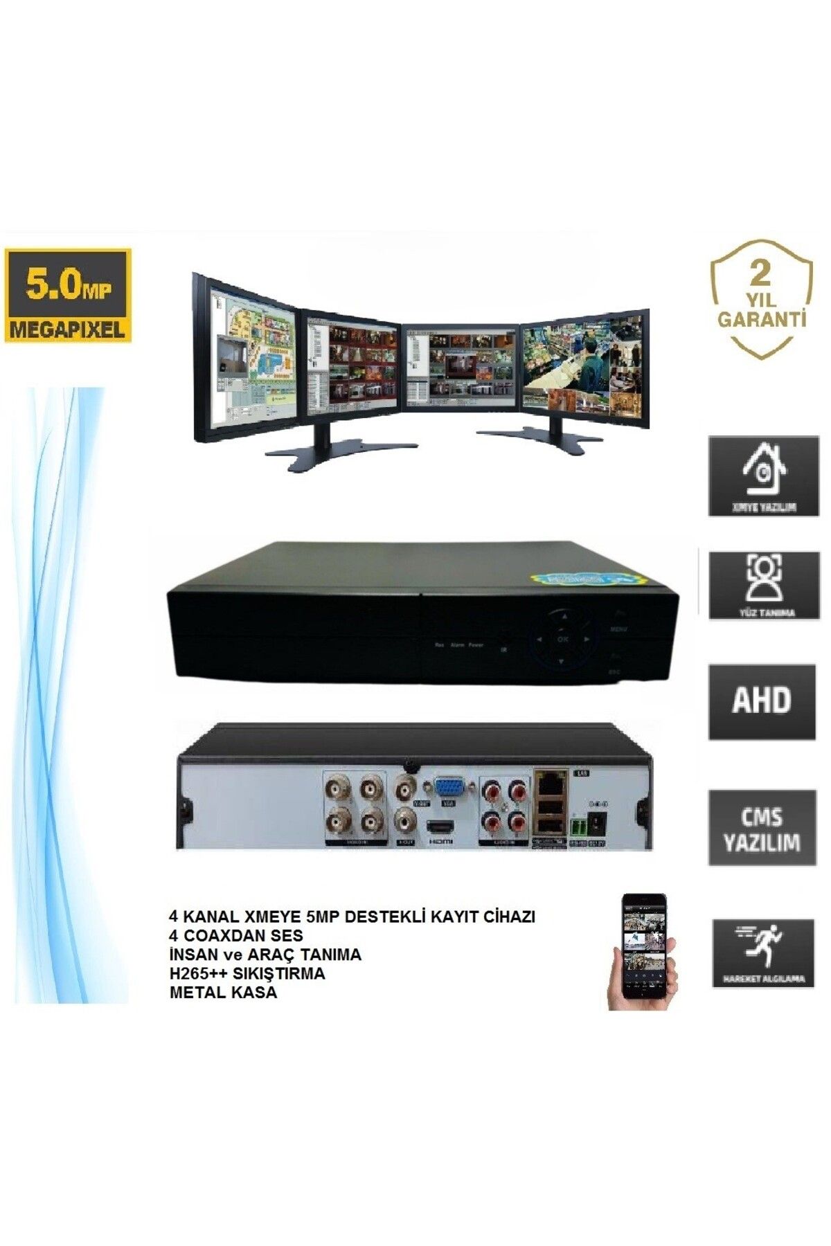 ETU 4CH I 5MP I GECE RENKLİ I DVR KAMERA KAYIT CİHAZI I