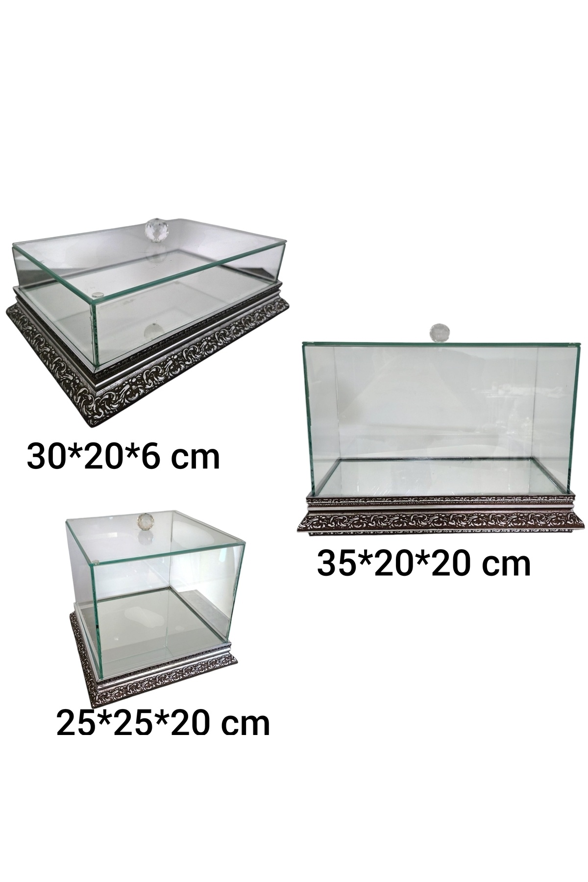 Cam Işlemeli Gümüş Söz Nişan Çeyiz Bohça Kutusu 25*25 Cm Gelin Damat Bohçası
