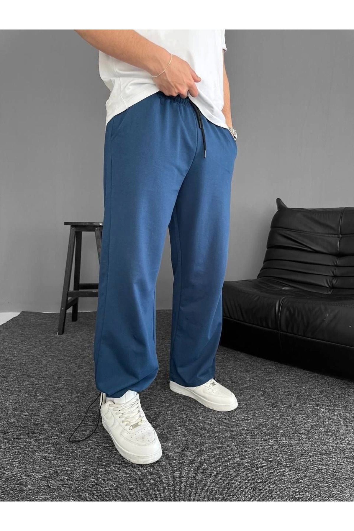 Tam12den Home-Turquoise Colored Two Thread Fabric Baggy Bottom Tracksuit 4