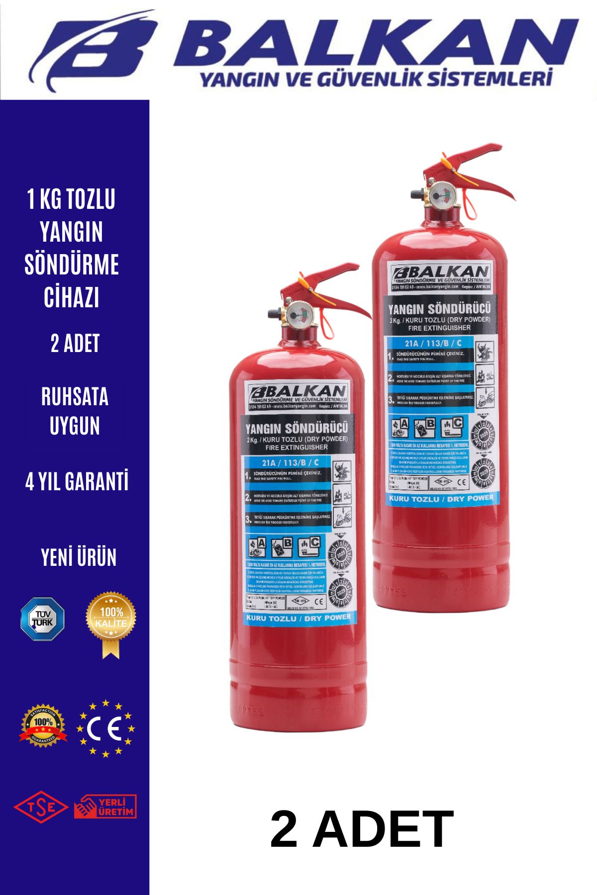 Balkan Ticaret 1 kg yangın söndürme cihazı 2 Adet