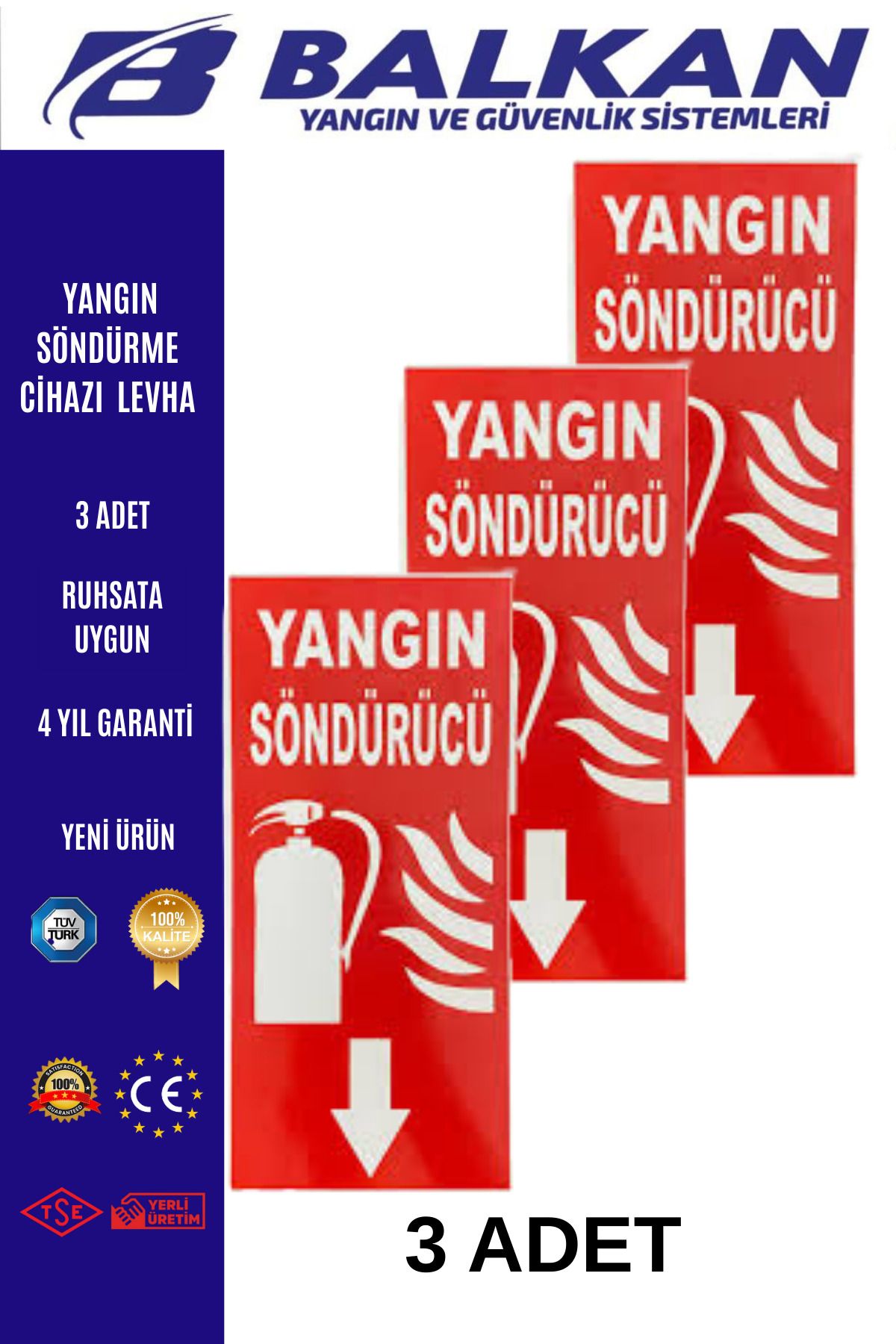 Balkan Ticaret Yangın söndürme cihazı Levha 3 Adet