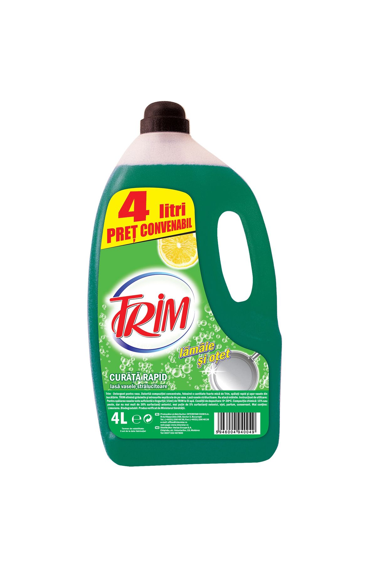 Trim Detergent De Spălat Vase Cu Lămâie Și Oțet, 4 L - One Size