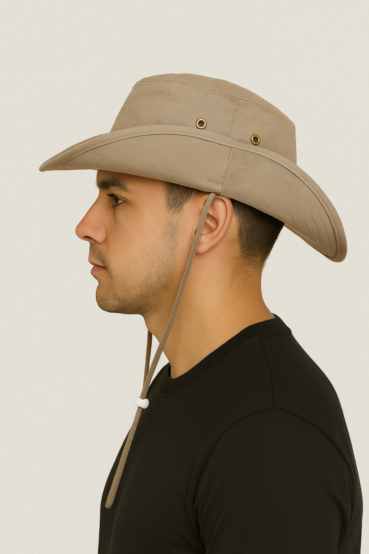 CosmoOutlet-Summer Foldable 100% Cotton Beige Color Men's Safari Hat 3
