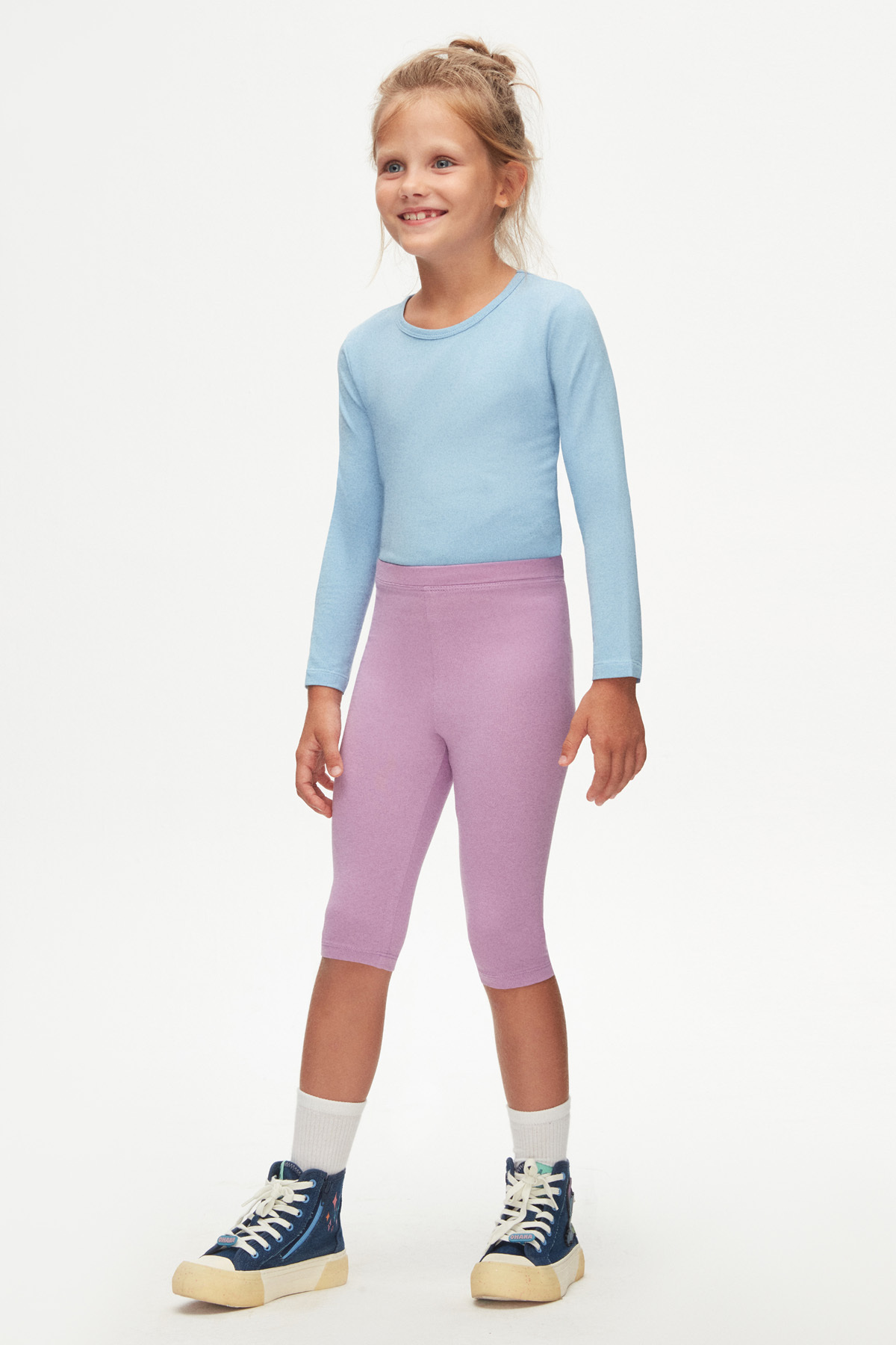 Lilac Basic Girls Under Knee Leggings Capri
