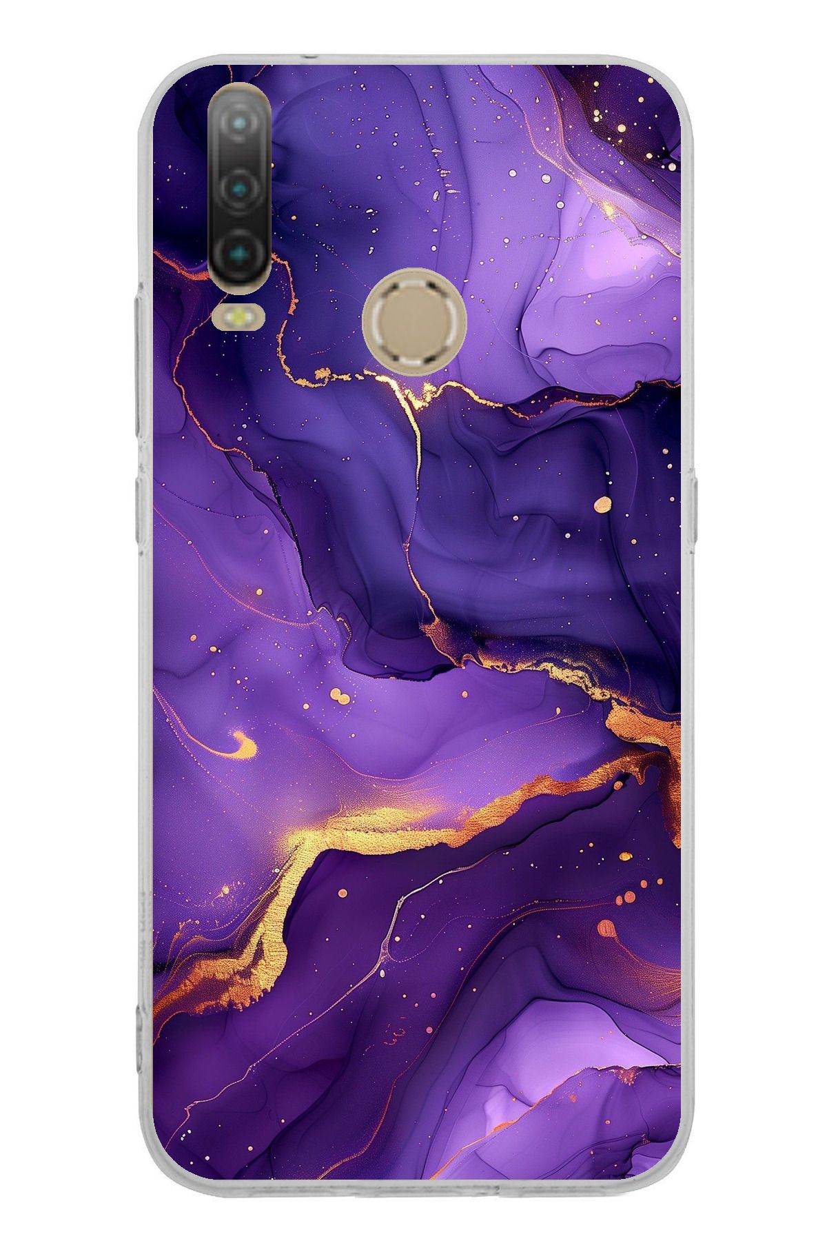 TechTree General Mobile GM 10 Uyumlu Ametist Taşı Mor Mermer Şeffaf Silikon Kılıf