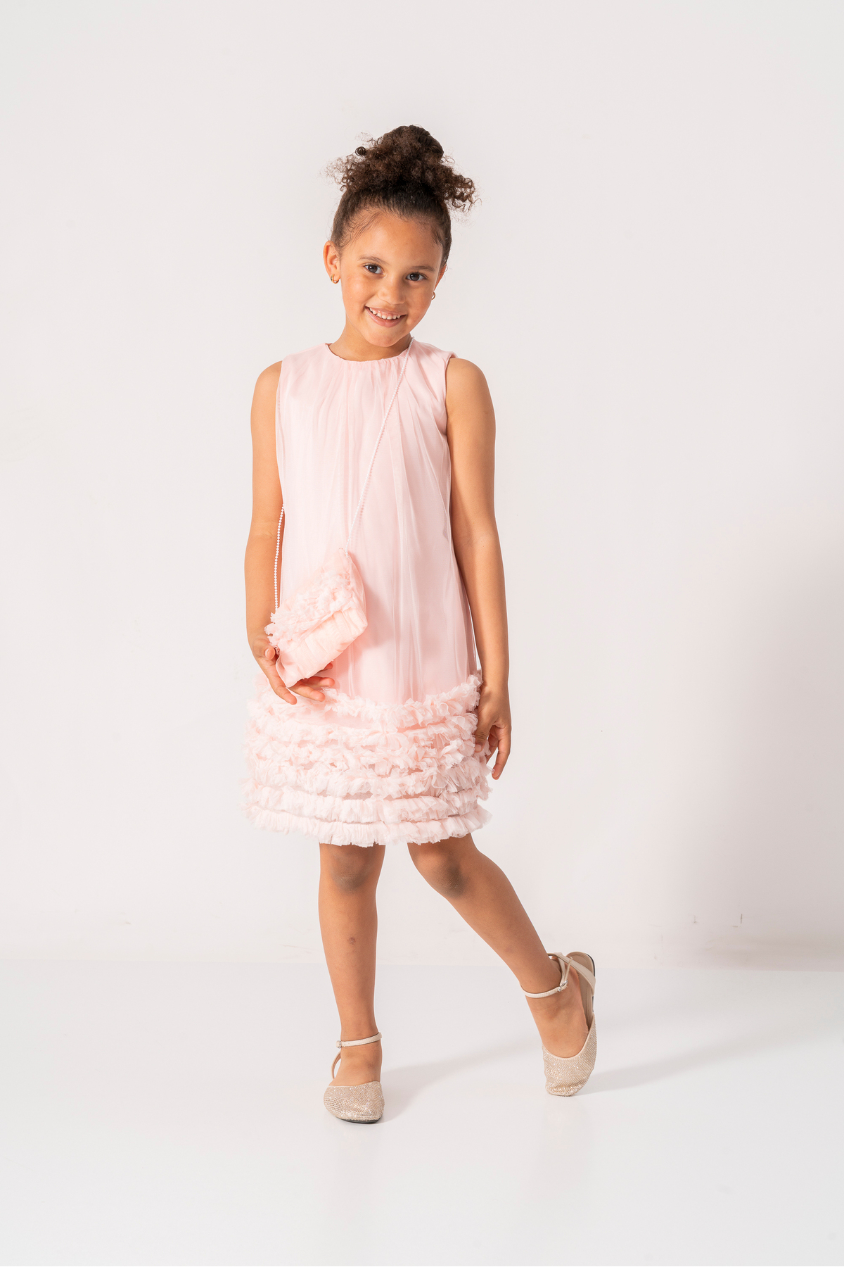 YUSALİ Yakadan Büzgülü Tüllü Çantali Abi̇ye/ Özel Gün /doğum Günü/parti̇ Elbi̇sesi̇ fotoğrafı 3 (önizleme)