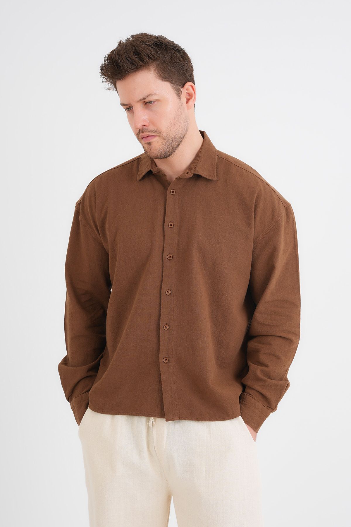 Redline-Comforted Men's Oversize Cotton Shirt 7