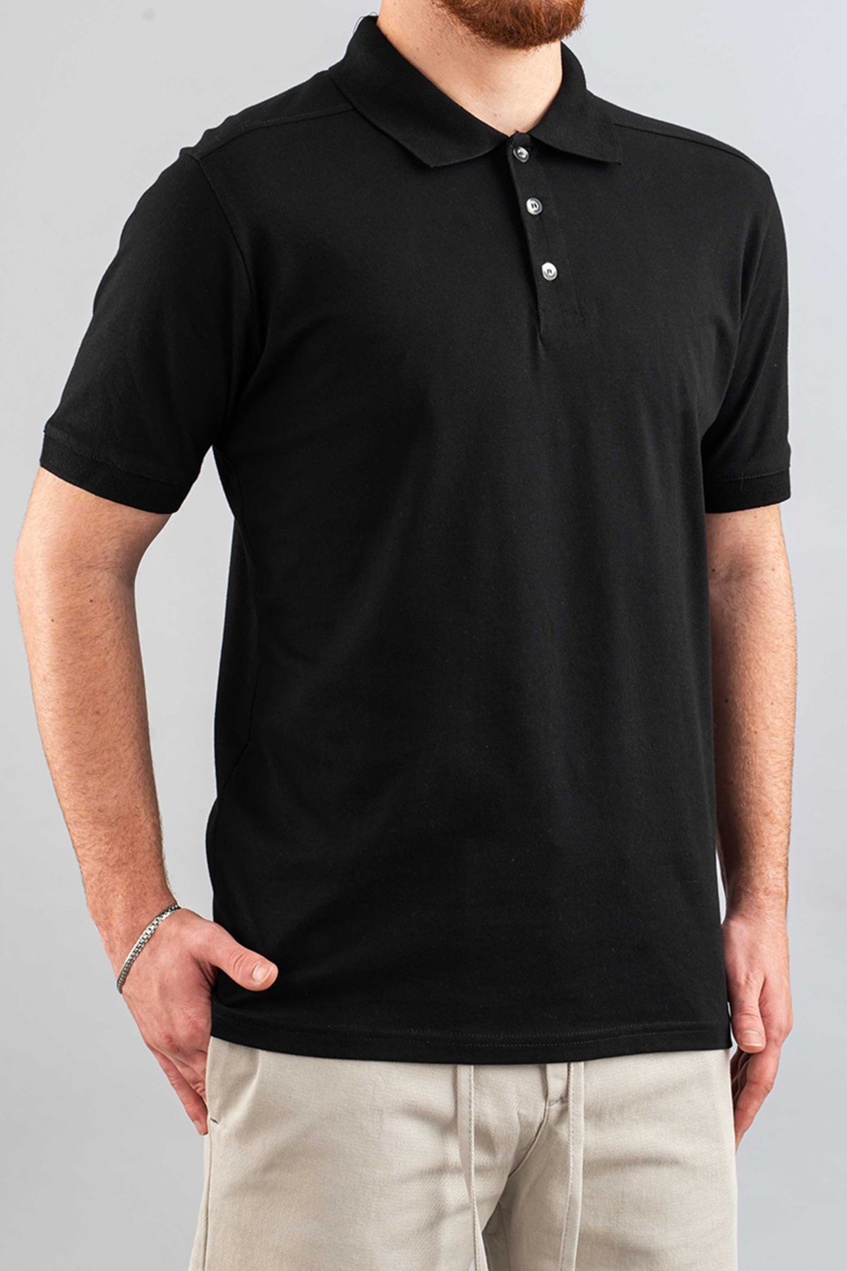 bombe Erkek Slim Fit %100 Pamuklu Yumuşak Dokulu Polo Yaka T-Shirt Basic Tişört
