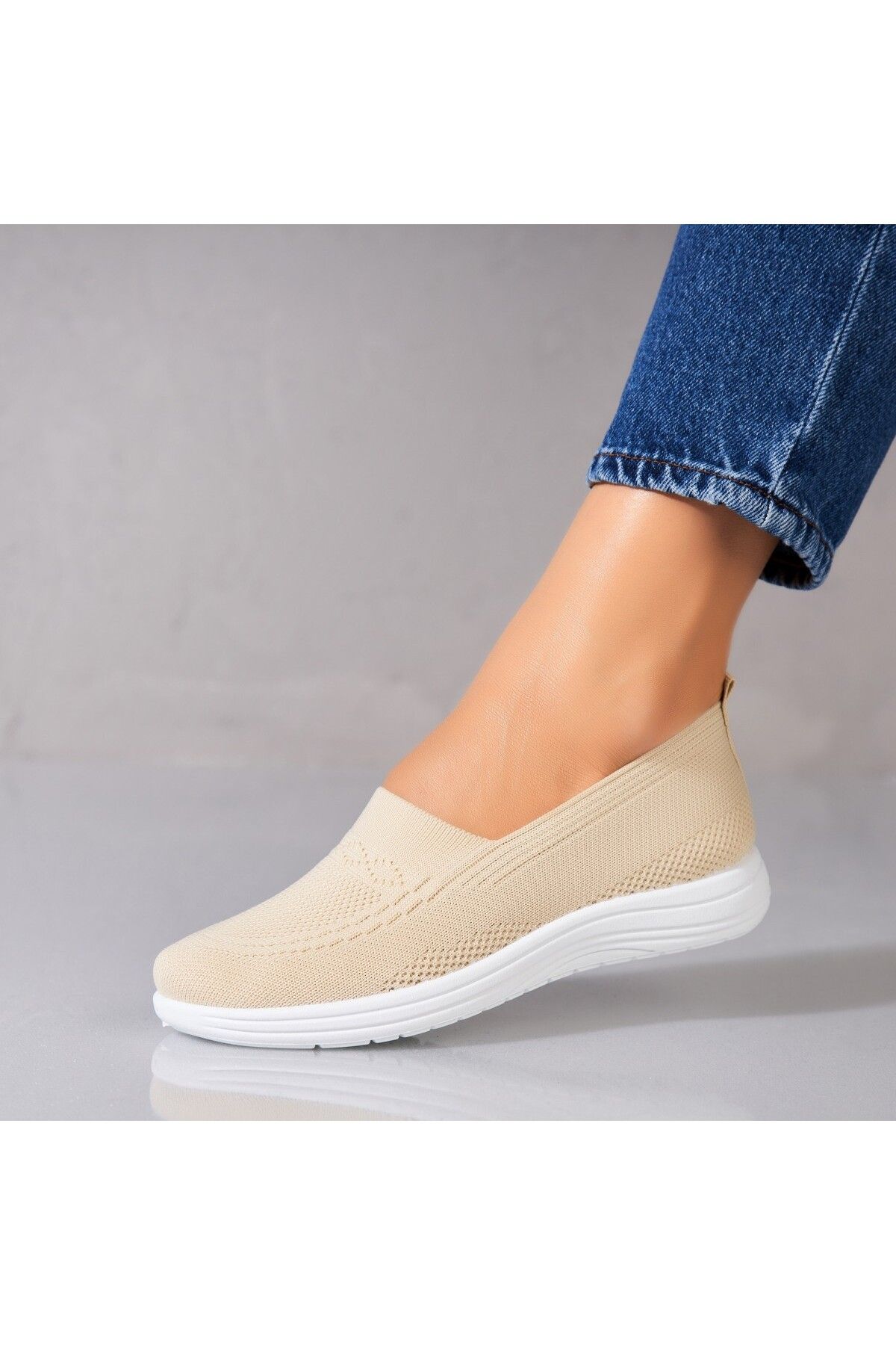 Joana-Women's casual shoes Beige made of Kisa Textile 2