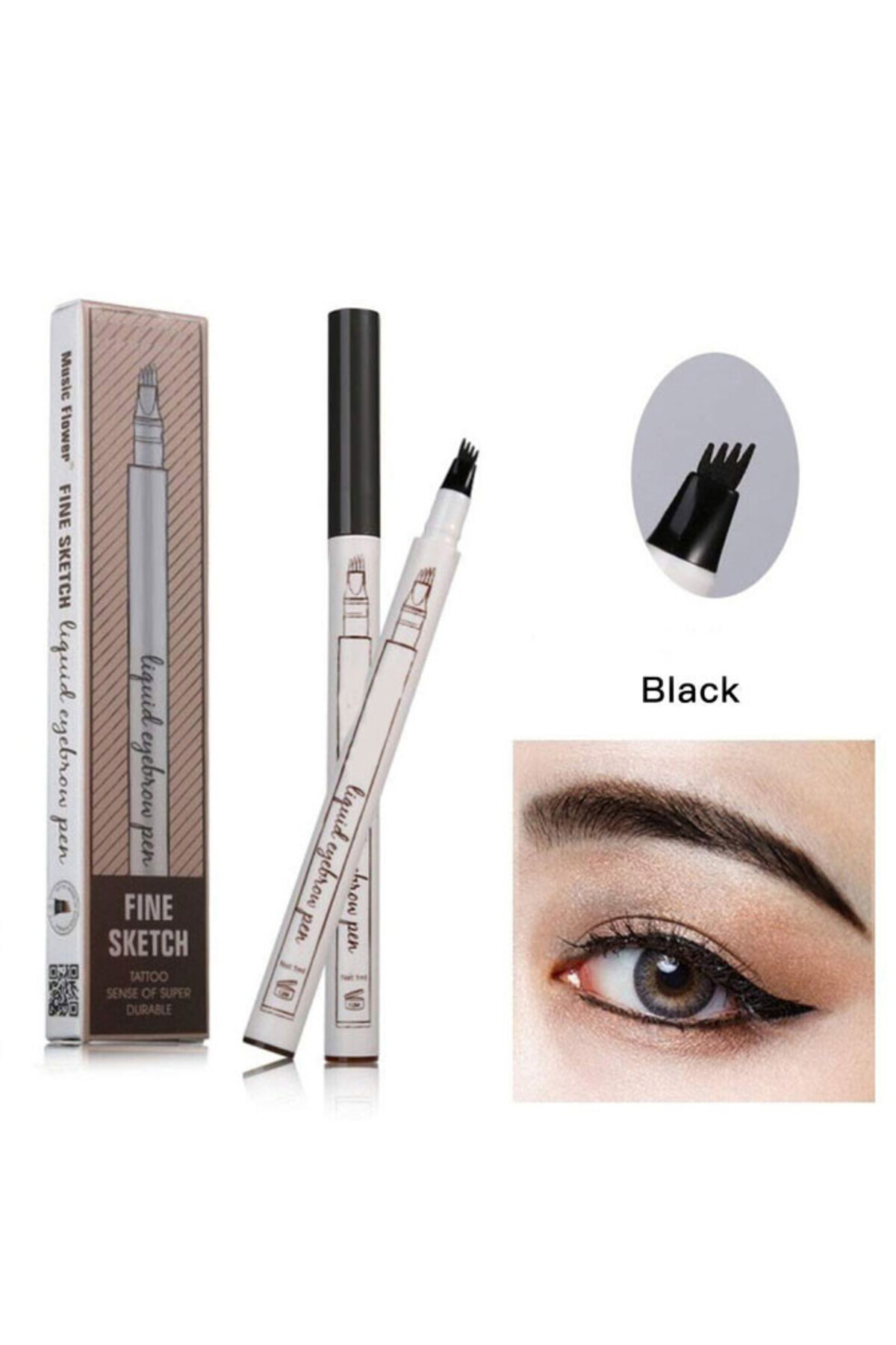 Makeup Ceruzka na obočie s efektom microbladingu, čierny odtieň