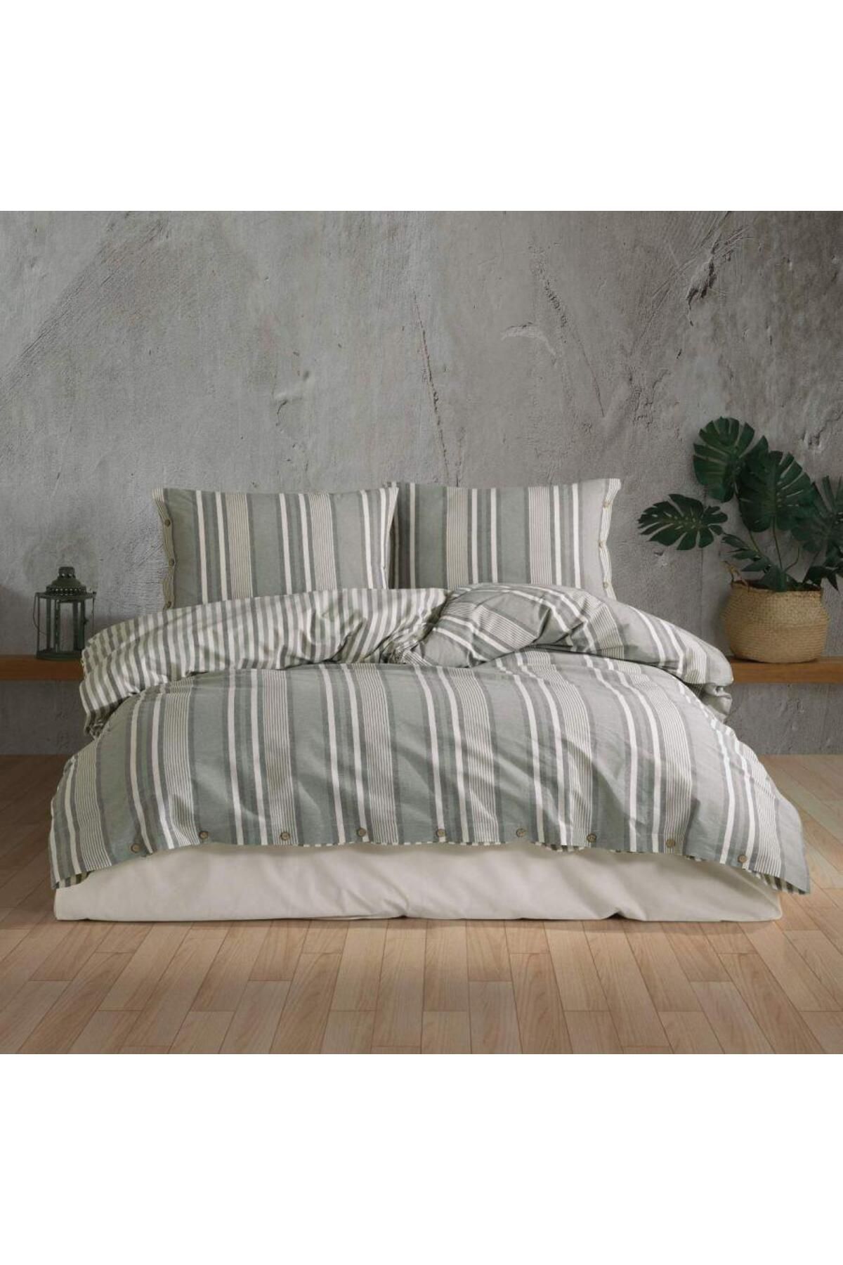 doremodam Butik Native Serisi Çift Kişilik Nevresim Takımı Dokya v1 Yeşil - 98142-1453