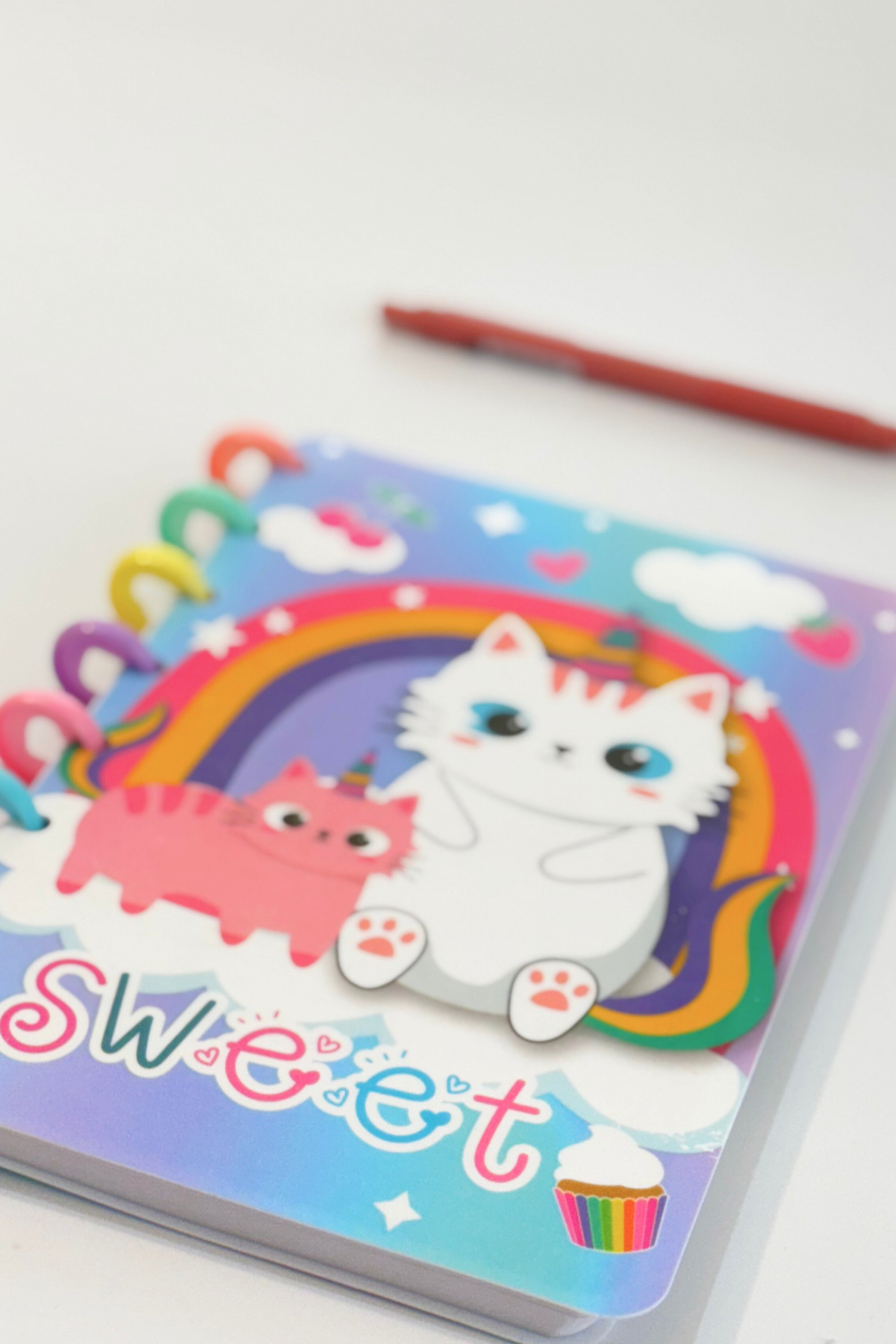 caps office-160 Sheets A5 Cat Themed Notebook + Mechanical Tip Pen Stationery Set 3
