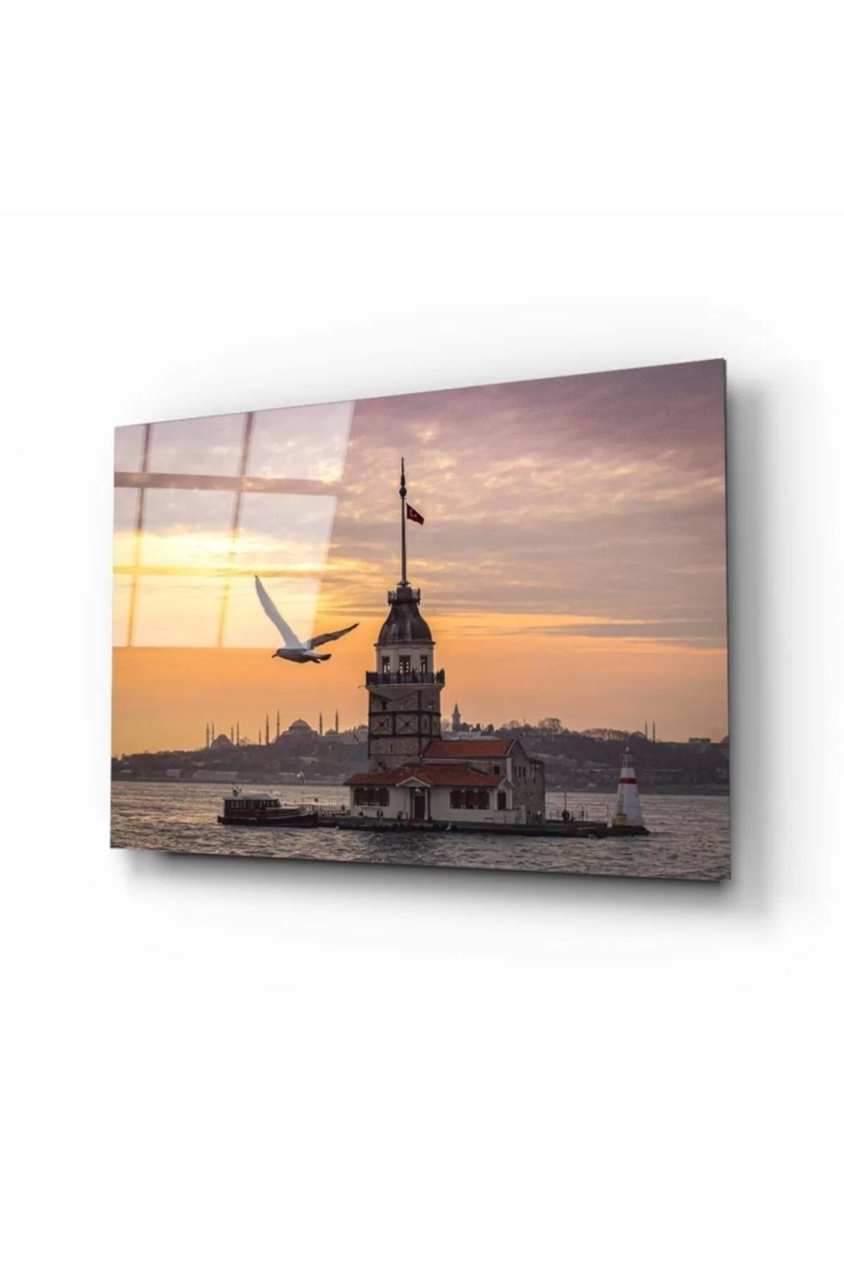 ÖYKÜ VE YİĞİT Kız Kulesi 2 Cam Tablo