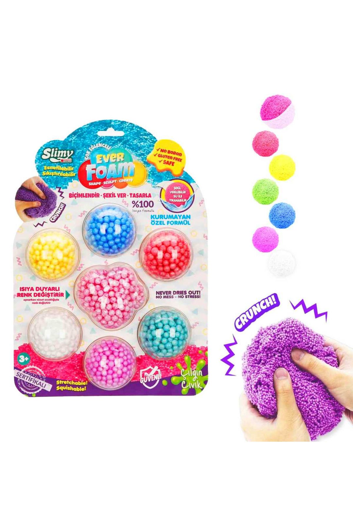 Slimy EĞLENCELİ KÖPÜK SLİME EVER FOAM 7 RENK KARTELA 3+