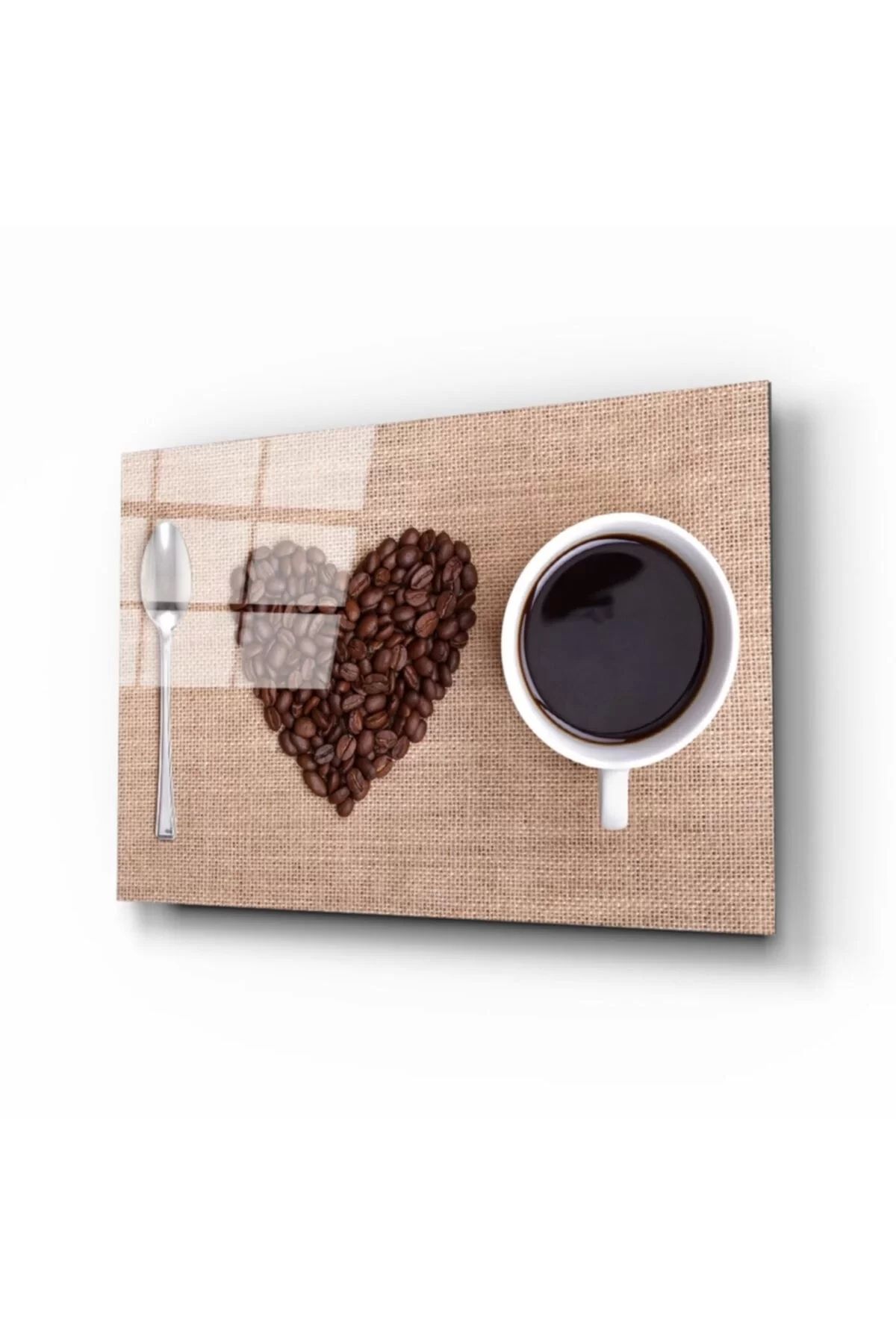 ÖYKÜ VE YİĞİT Love Kahve Cam Tablo