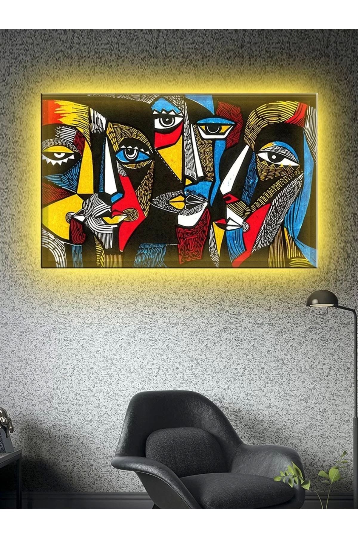 feifei Led Işıklı Sanatsal Geometrik Surat