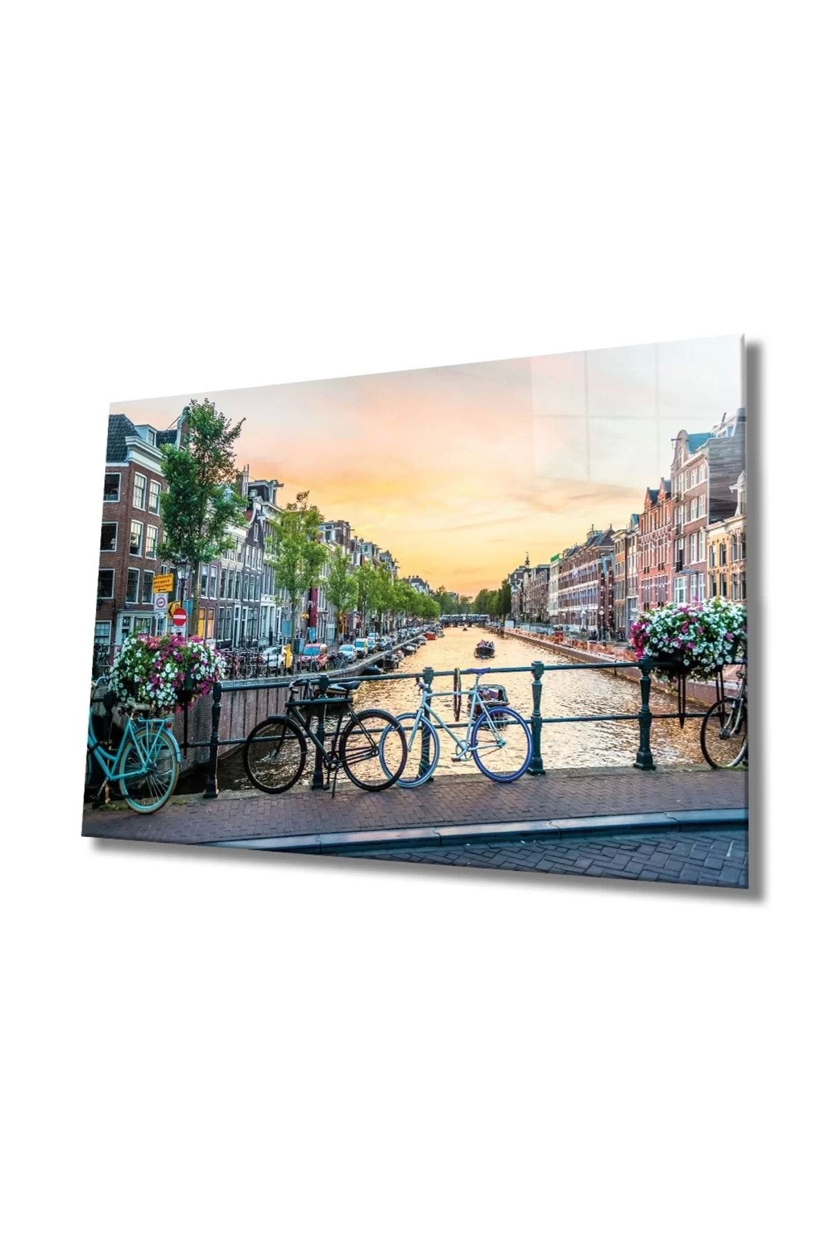ÖYKÜ VE YİĞİT Amsterdam Cam Tablo, Ev Ve Ofis Duvar Dekoru Hediyelik Büyük Tablo Dayanıklı Cam