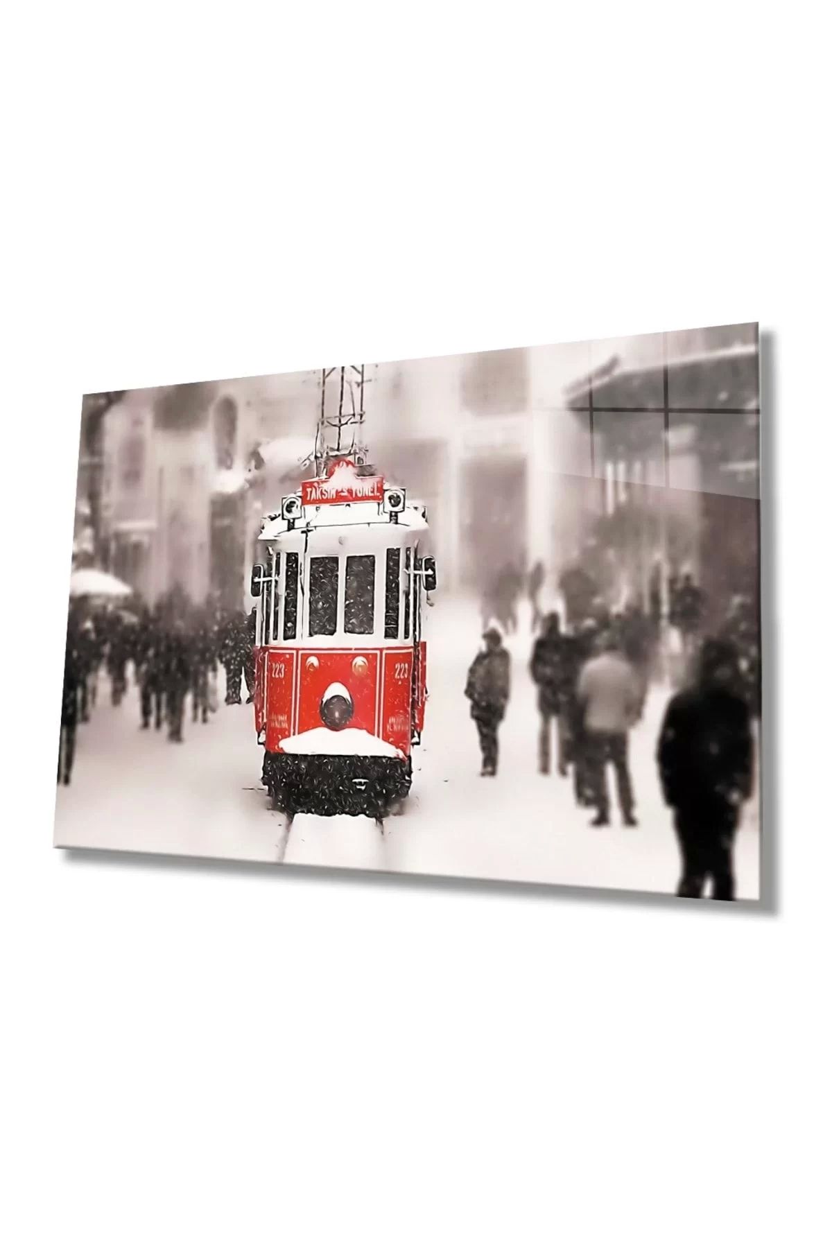 ÖYKÜ VE YİĞİT Istanbul Taksim Tramvayı 4mm Dayanıklı Cam Tablo Temperli Cam