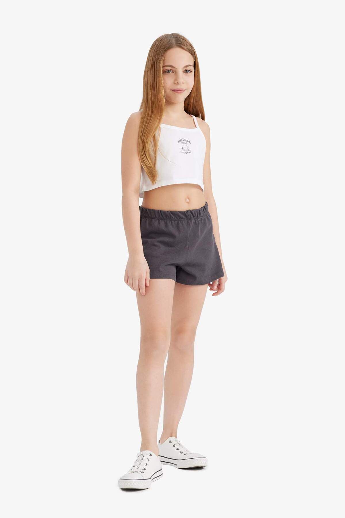 DeFacto-Girl's 2-Piece Set Printed Tank Top Elastic Waist Shorts E5696A825Hs 3