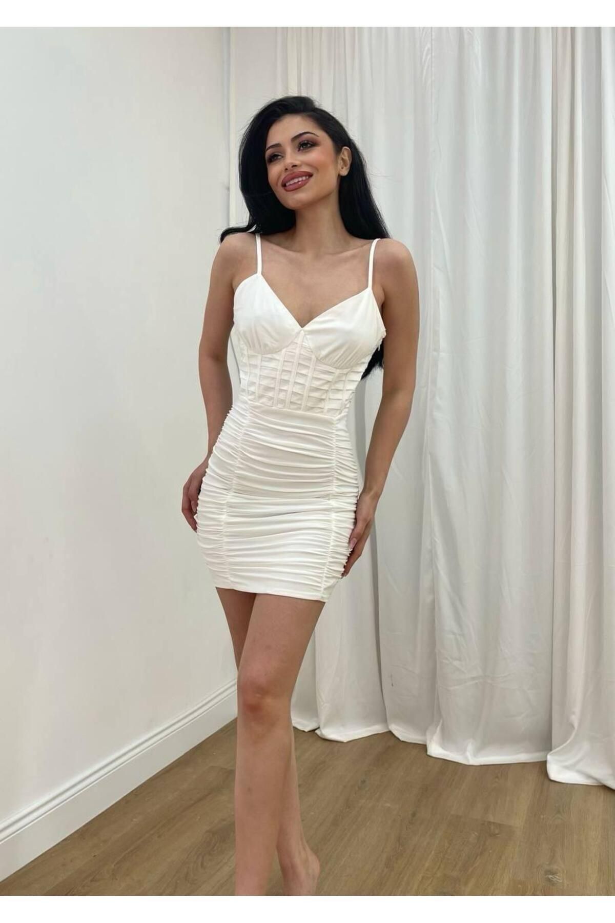MİSSCİXFASHİON-Evening Dress Thin Straps Body Wrap Bodycon Satin Mini Dress Evening Dress & Graduation Dress 1