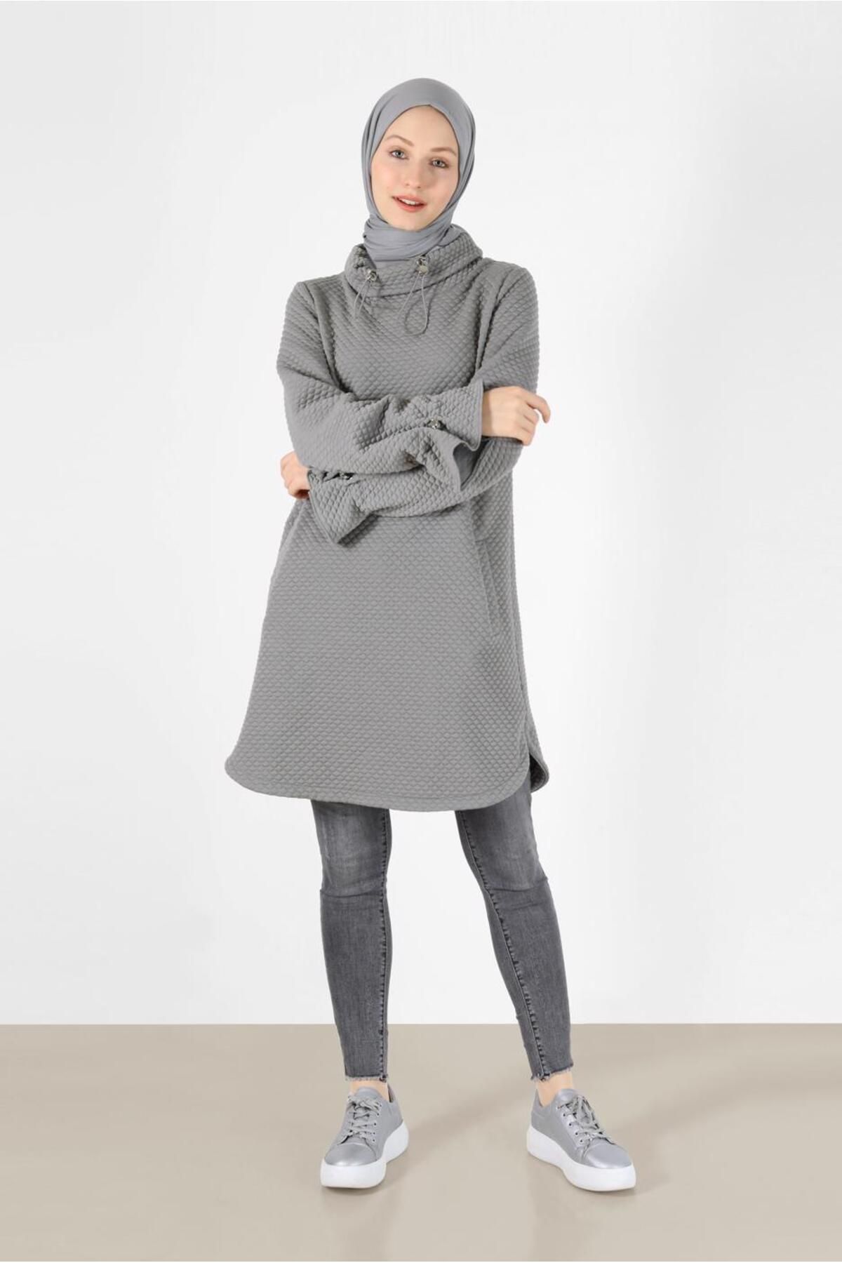 Alvina-QUILTED PATTERN TUNIC WITH ELASTIC CUFFS 42372 2