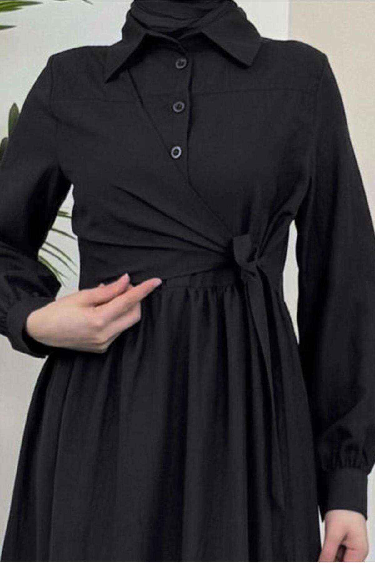 TRENDTESETTÜR-Women's Black Lace-Up Dress t 5026 2