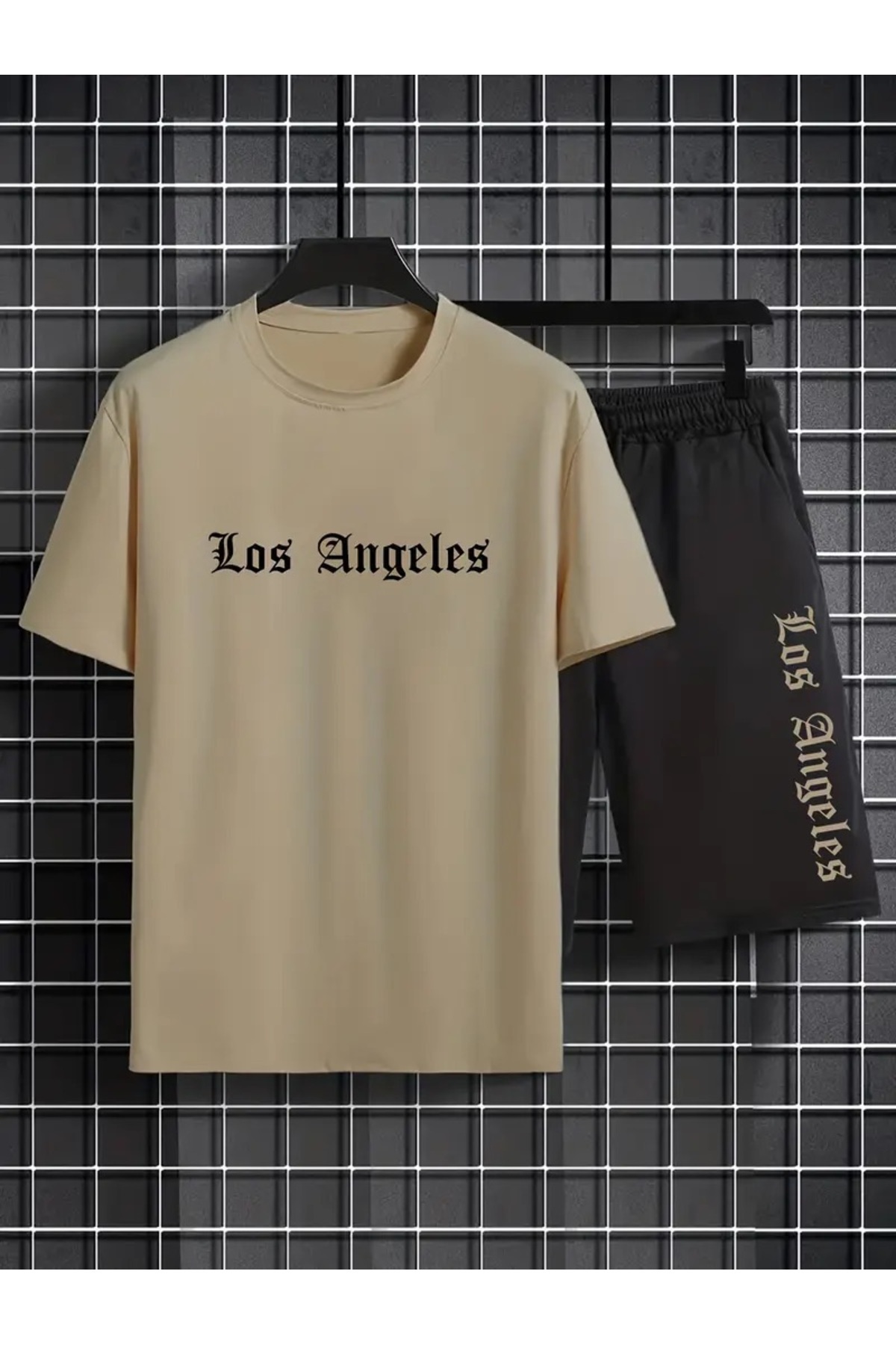 pandy-Tricou imprimat Los Angeles - Pantaloni scurți Set trening sport 2