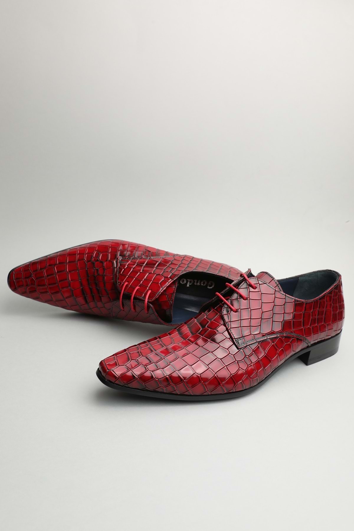 Gondol-Men's Genuine Leather Pointed Toe Special Leather Designed Shoes Tz.613 2