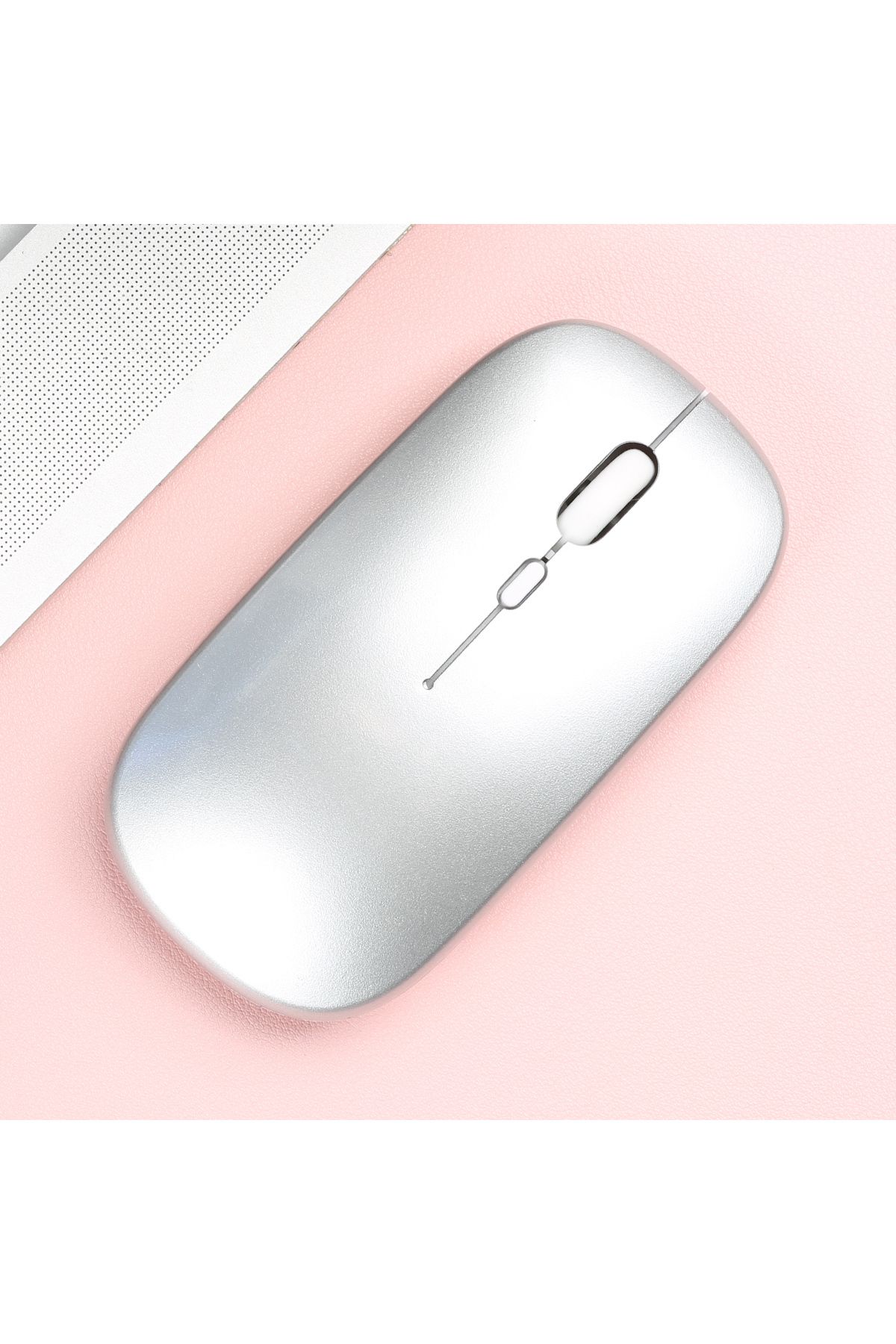 MissionFit-Glossy-silver Wireless Bluetooth-compatible Mouse Portable Ergonomic Computer Mice For Laptop Ipad T 1