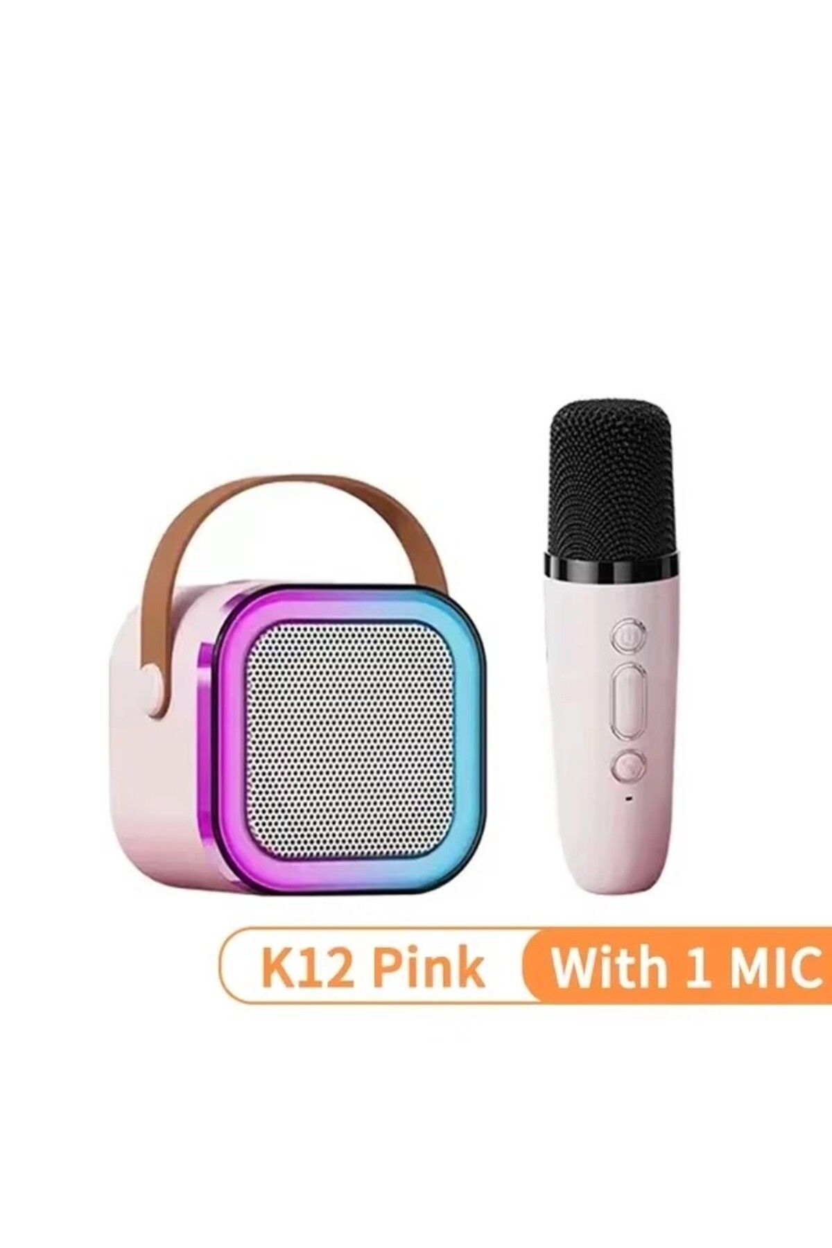 Choice-Pink with 1MIC Karaoke K12 Machine Portable Bluetooth 5.3 PA Speaker System with 1-2 Wireless Microp 1