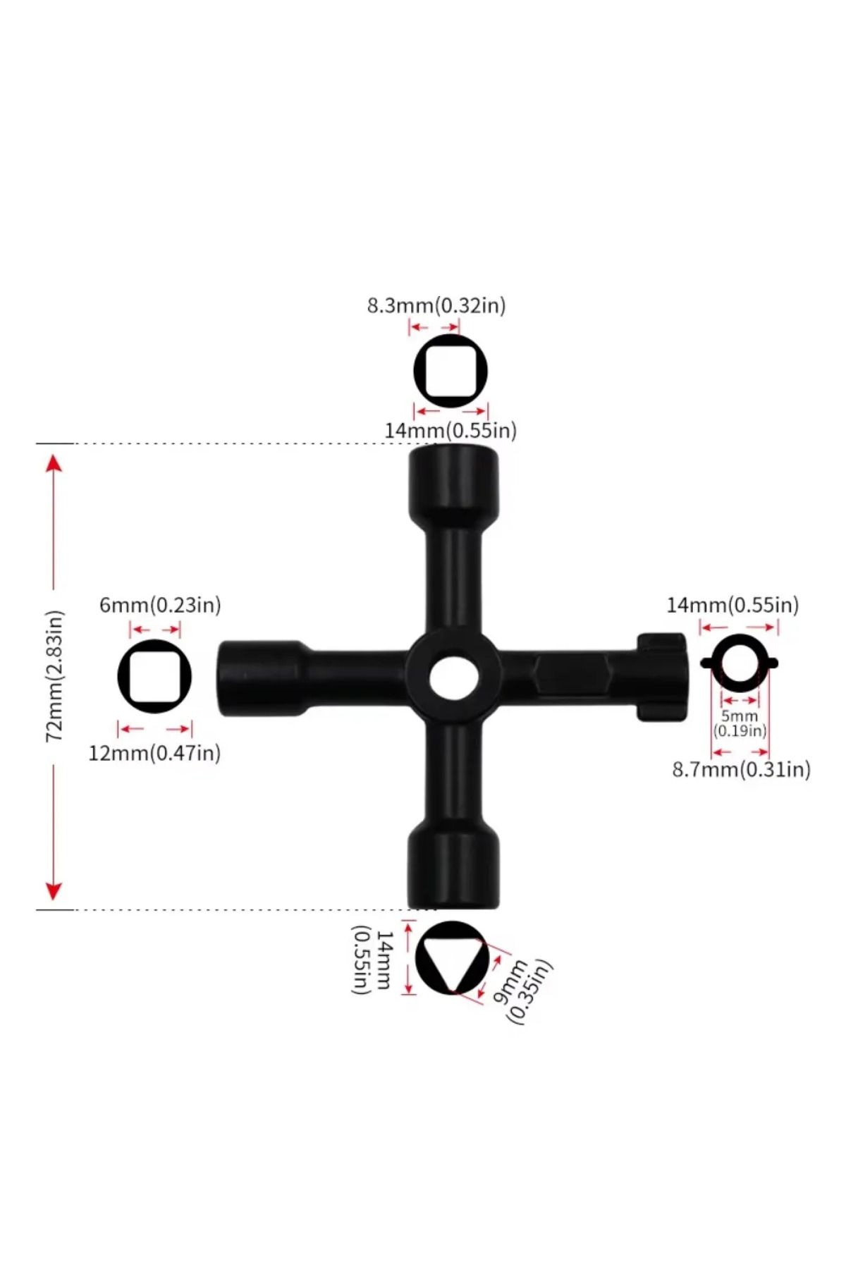 Choice-4 In 1 Multifunction Electrician Plumber Utility Cross Switch Wrench Universal Square Triangle Ke... 6