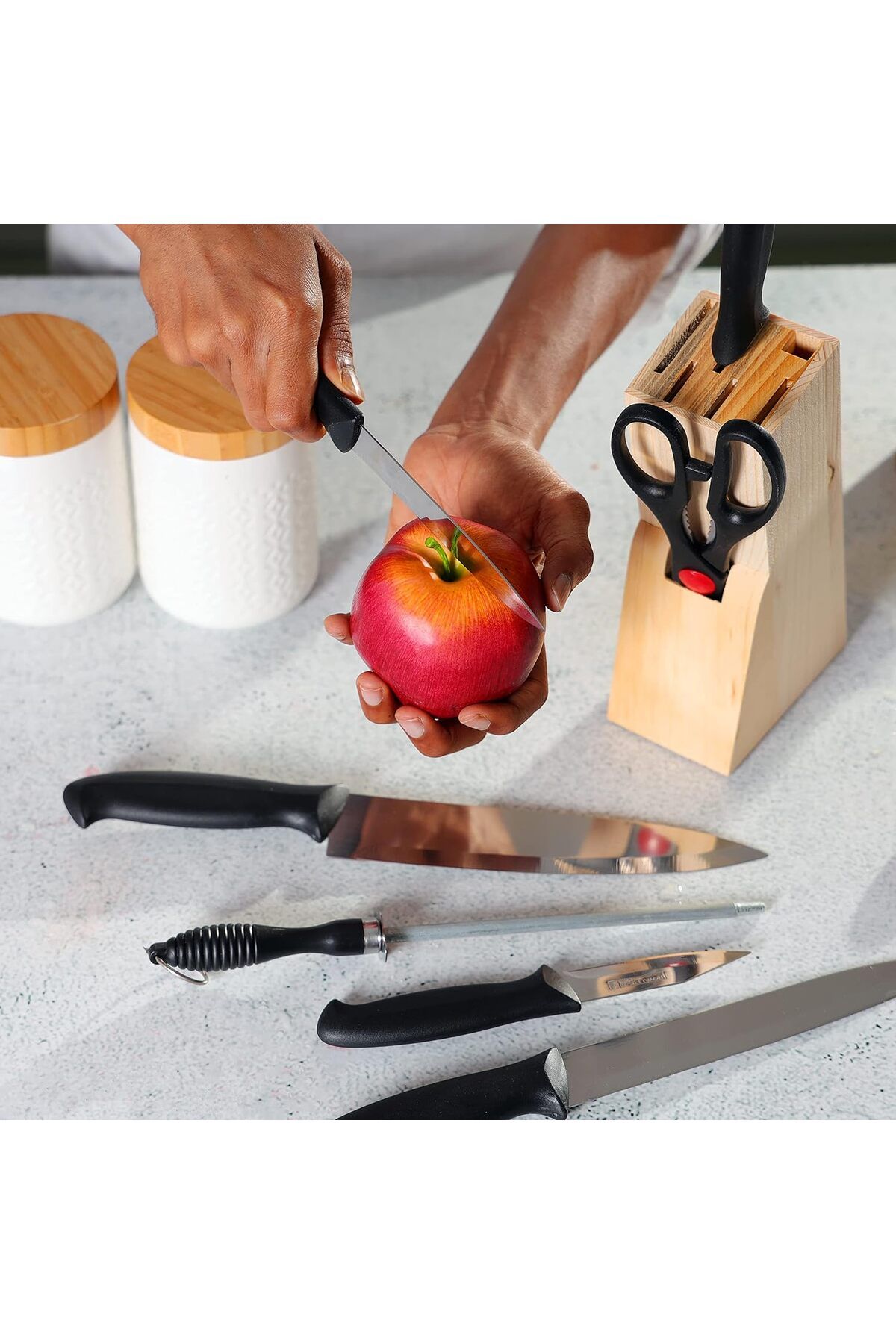 ROYALFORD-8 Pcs Kitchen Knives Set With Wooden Block 3