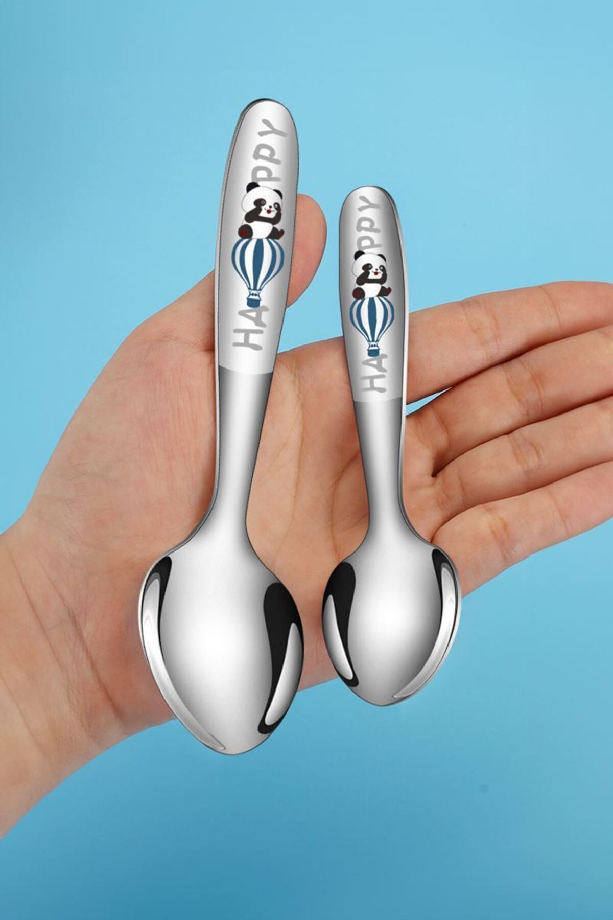 Chavin-304 Steel Panda Printed Children's Spoon and Fork Knife Set Mt150 5