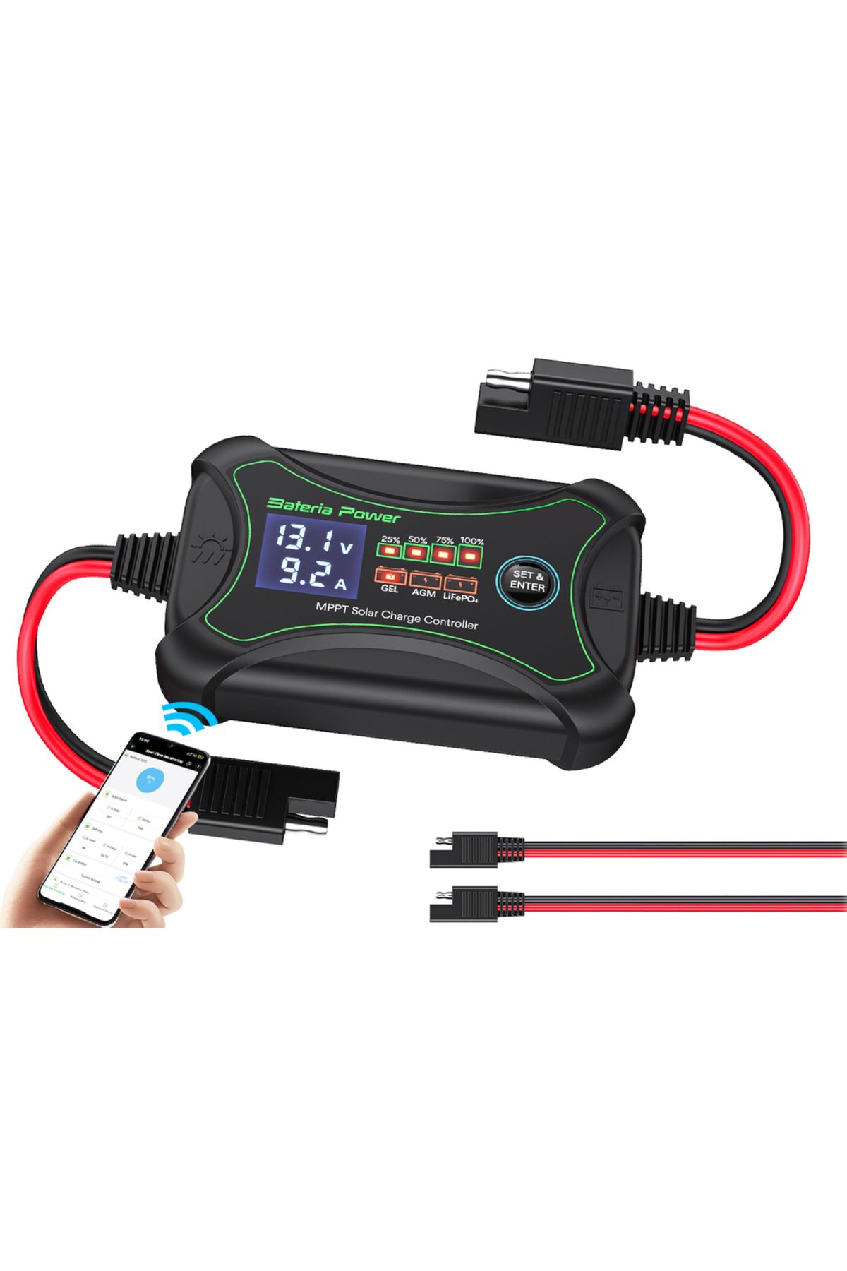 Choice-12V 10A 10A MPPT Wireless Solar Charge Controller with BT, Bateria Power 12 Volt Phone APP Intellige 3