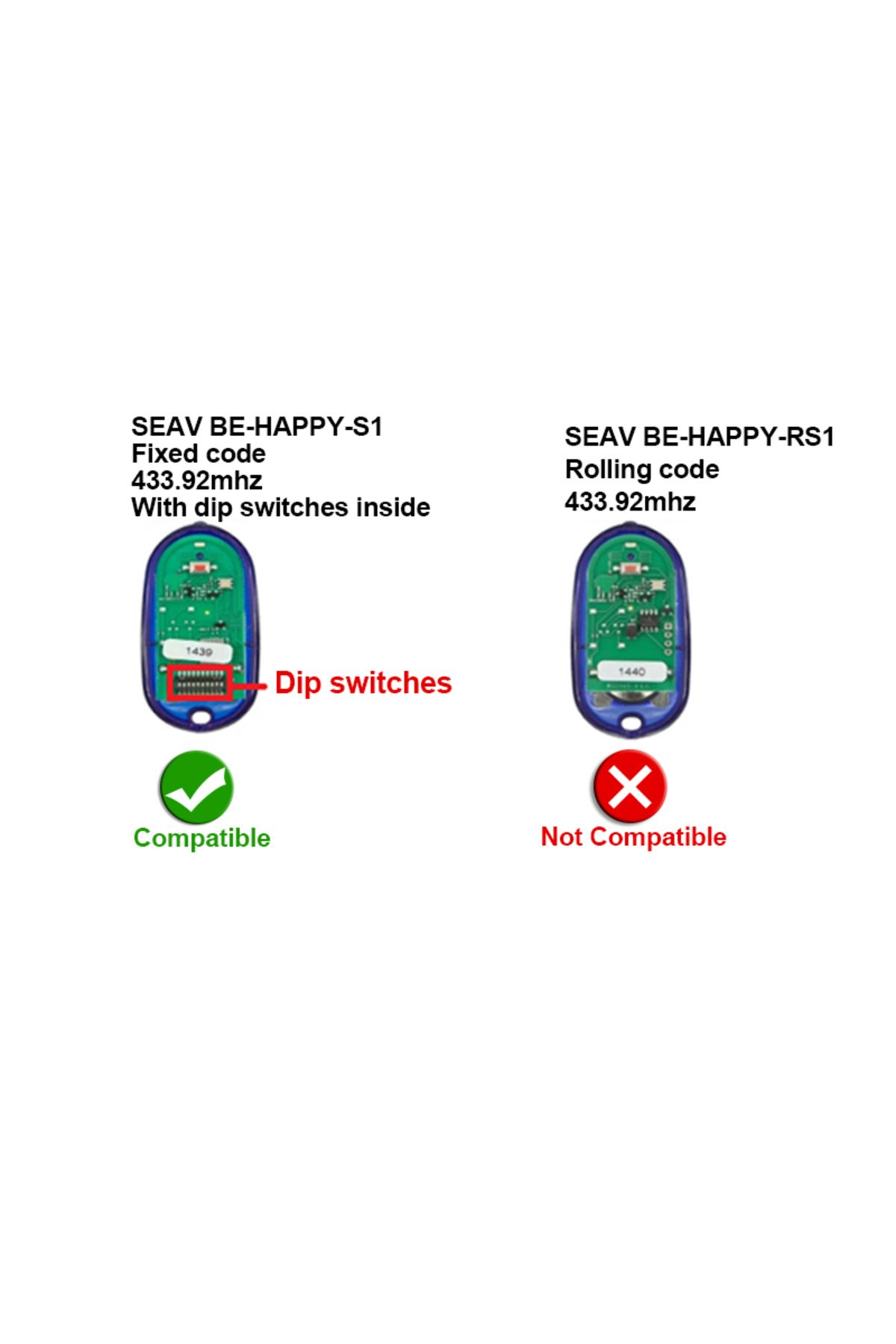 Scimagic-RC-Garage Remote Control Clone for SEAV TXS1 TXS2 TXS3 TXS4 TXS6 BE HAPPY S1 S3 SMART S2 8 Dips Fixe... 3