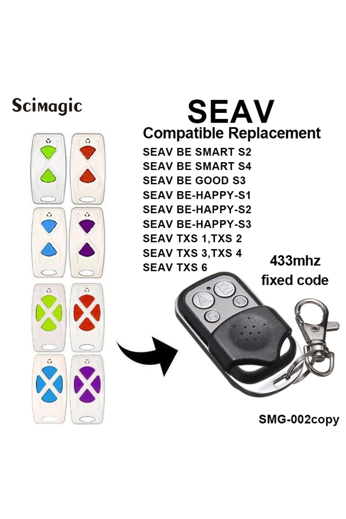 Scimagic-RC-Garage Remote Control Clone for SEAV TXS1 TXS2 TXS3 TXS4 TXS6 BE HAPPY S1 S3 SMART S2 8 Dips Fixe... 2