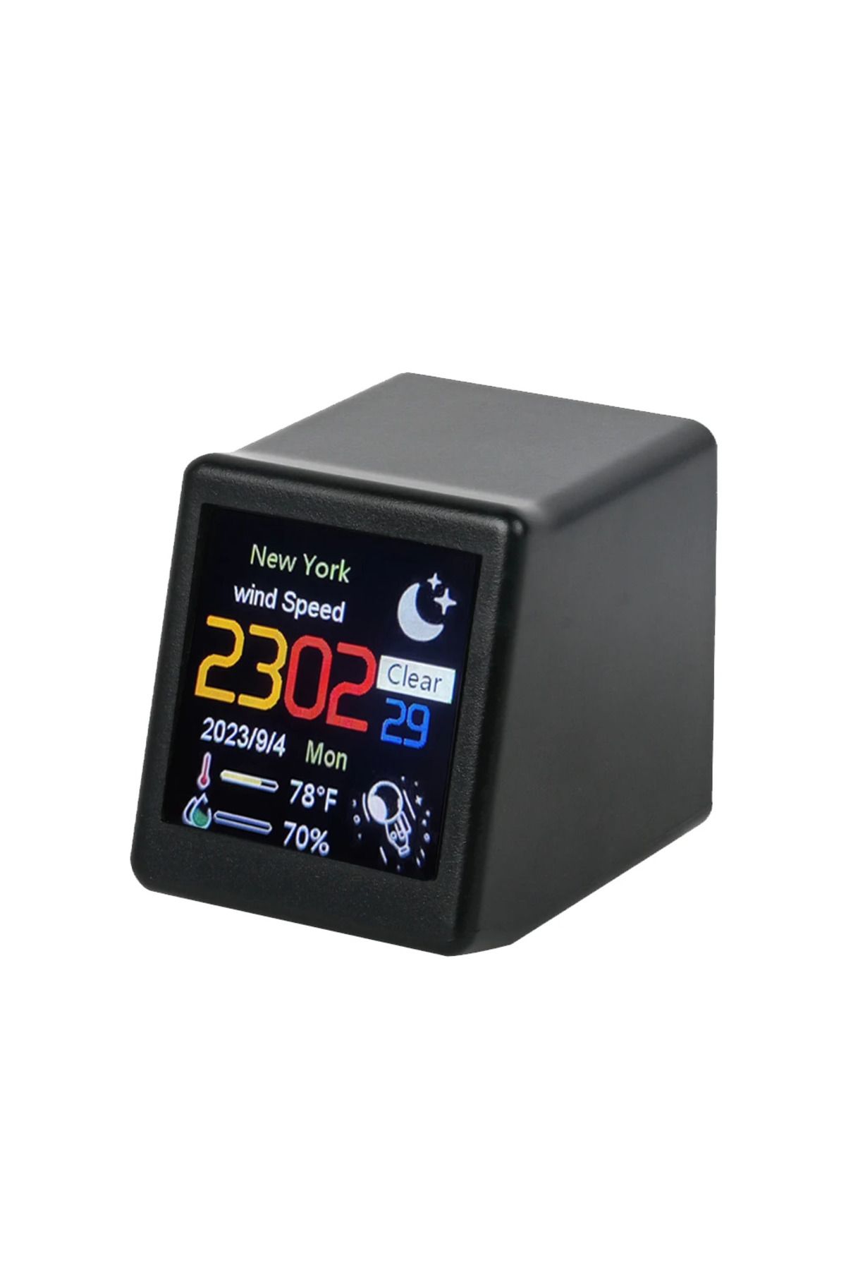 Choice-smalltv-ultra-black Cute Portable Smart Wifi Weather Station Display Weather Temperature Humidity Ti 1