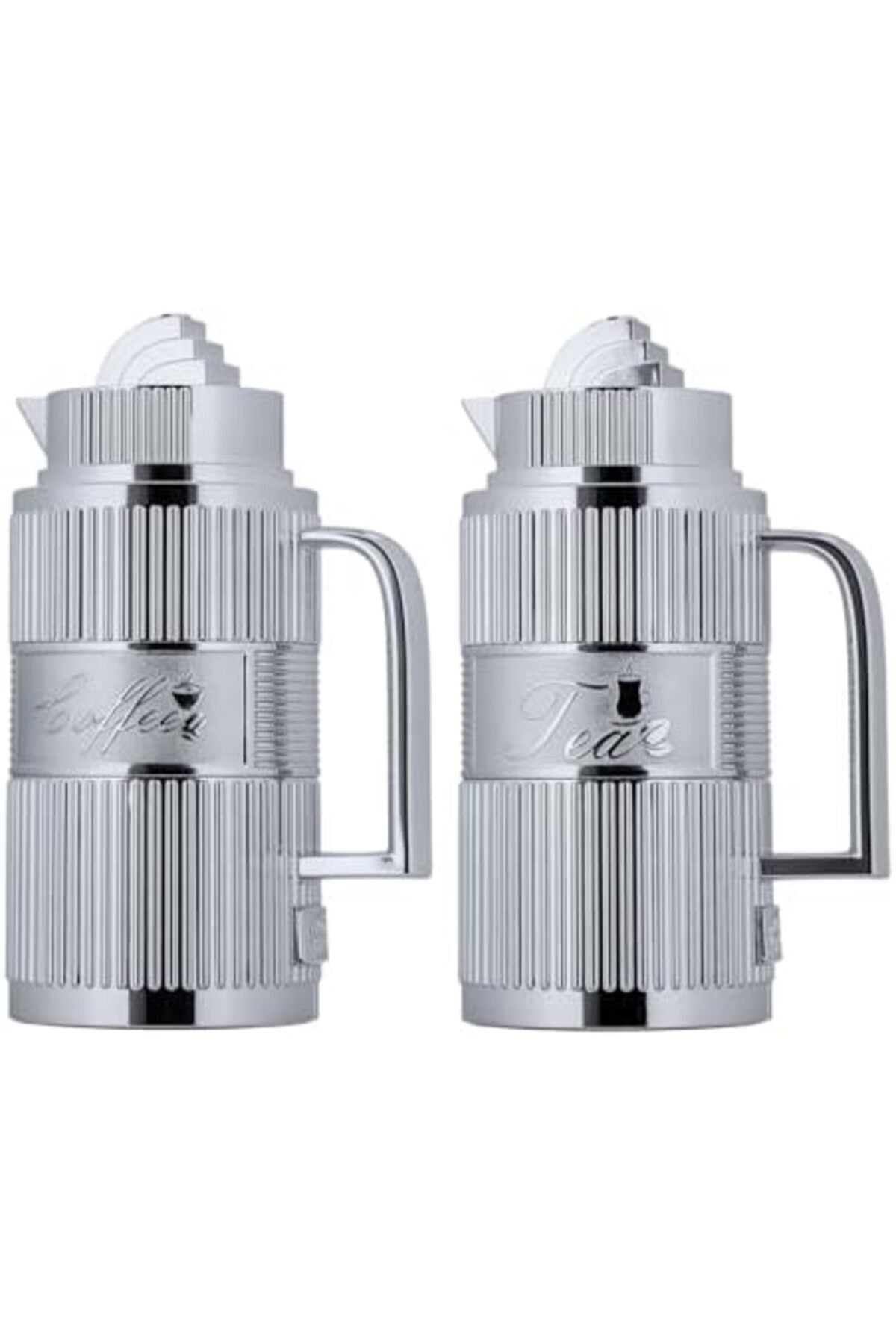 ALSAIF-Coffee And Tea Vaccum Flask Set In Chrome / Leak-proof And Keeps Drinks Hot 1.0/1.0 Liter 1