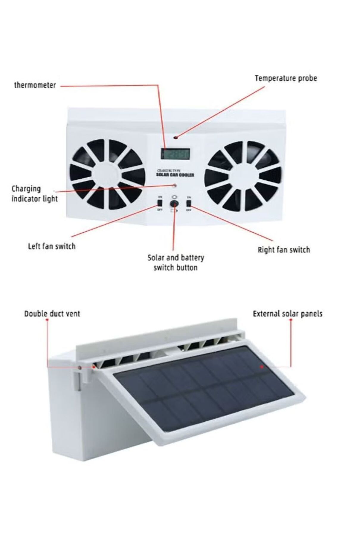 COOYA-Internal Exhaust Fan of Solar Vehicle, Cooling and Circulating Fresh Air, ABS Material 4